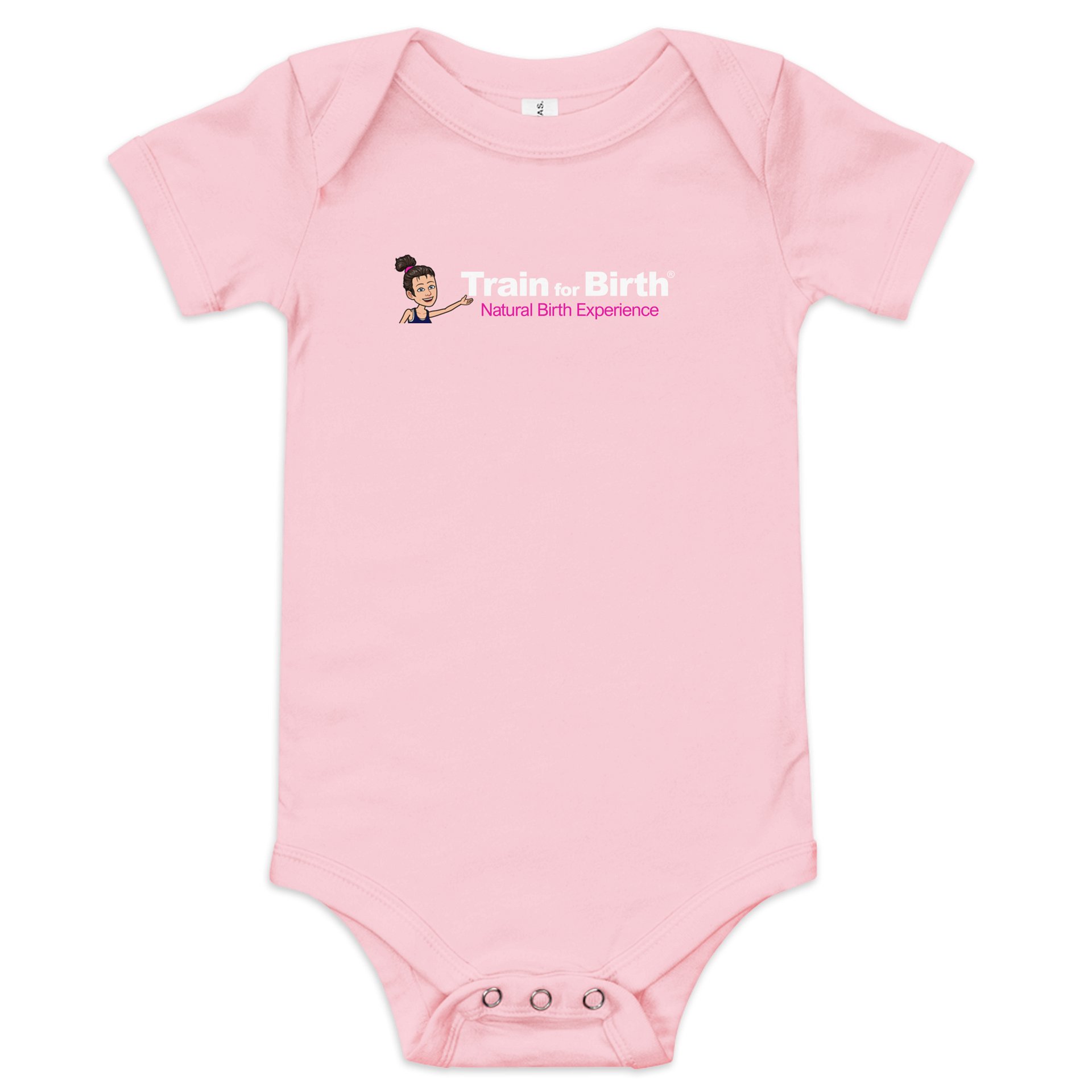 Train for Birth® Bella+Canvas Short Sleeve Pink Baby Onesie product image (1)