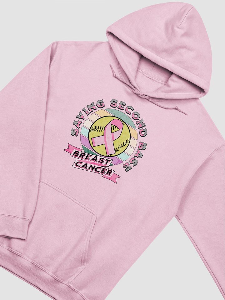 Saving Second Base Breast Cancer Softball Supportive Pink Ribbon Hoodie product image (8)