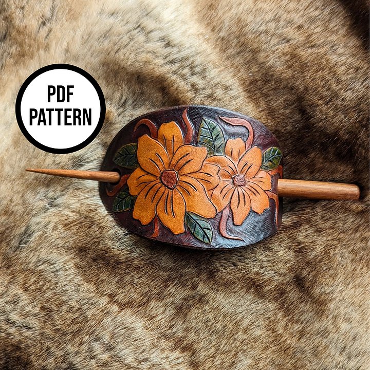 Flowers & Vines Leather Hair Stick - PDF Pattern for Leatherwork product image (2)
