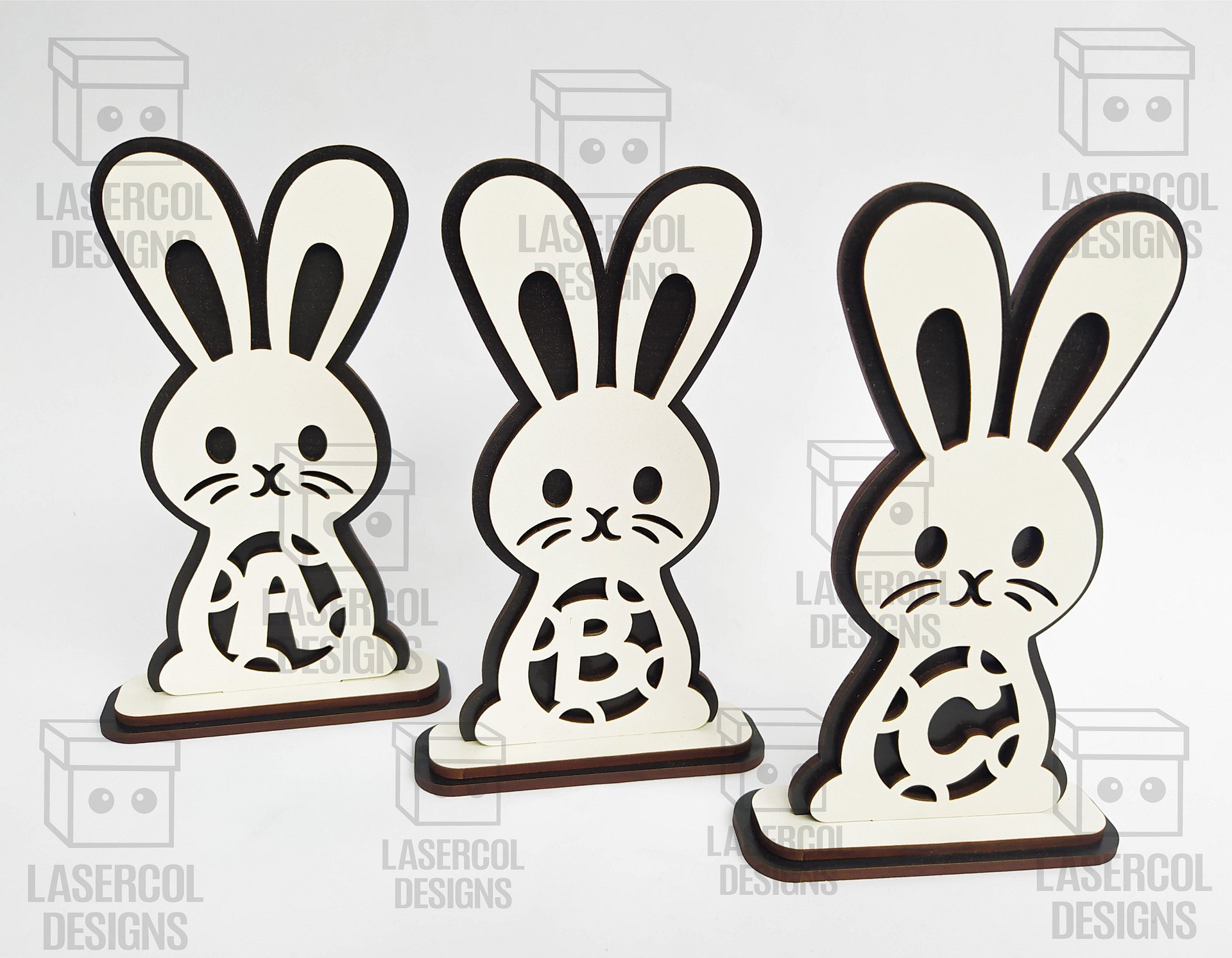 Easter Bunny Monogram Set 1 (3 Sizes) - Laser Cut Files product image (5)