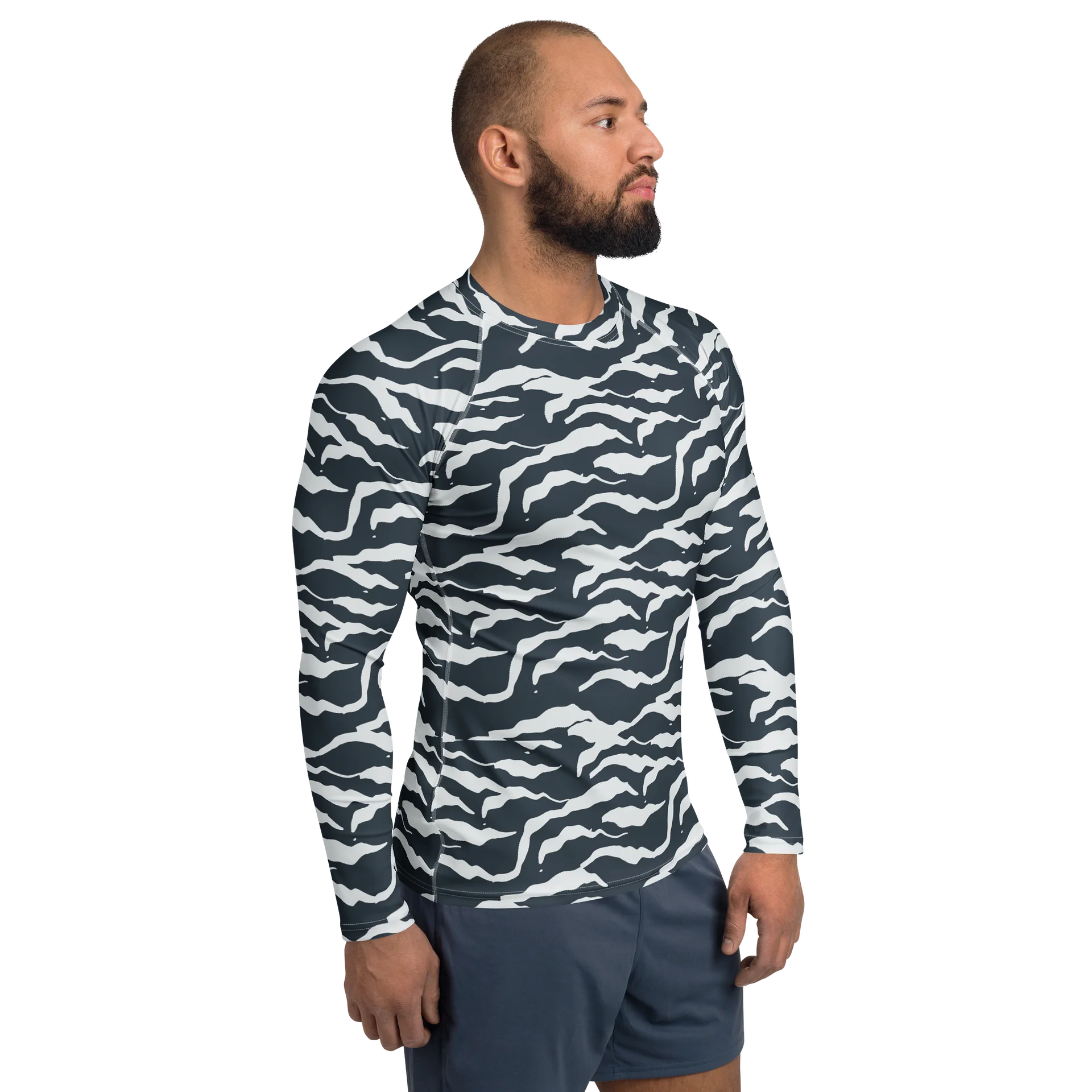 Wavy Organic Camo Stripes Men's Rash Guard product image (4)