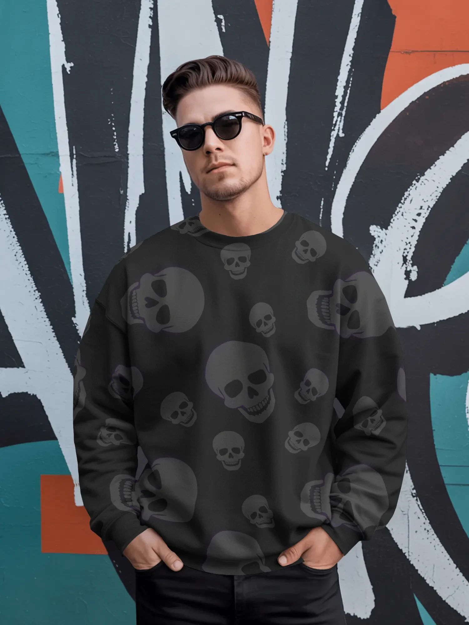 Scattered Skulls – All-Over Print Sweatshirt product image (3)