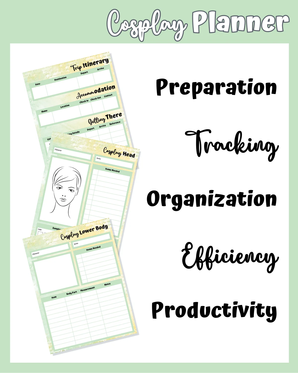 Green Cosplay Planner Printable product image (4)