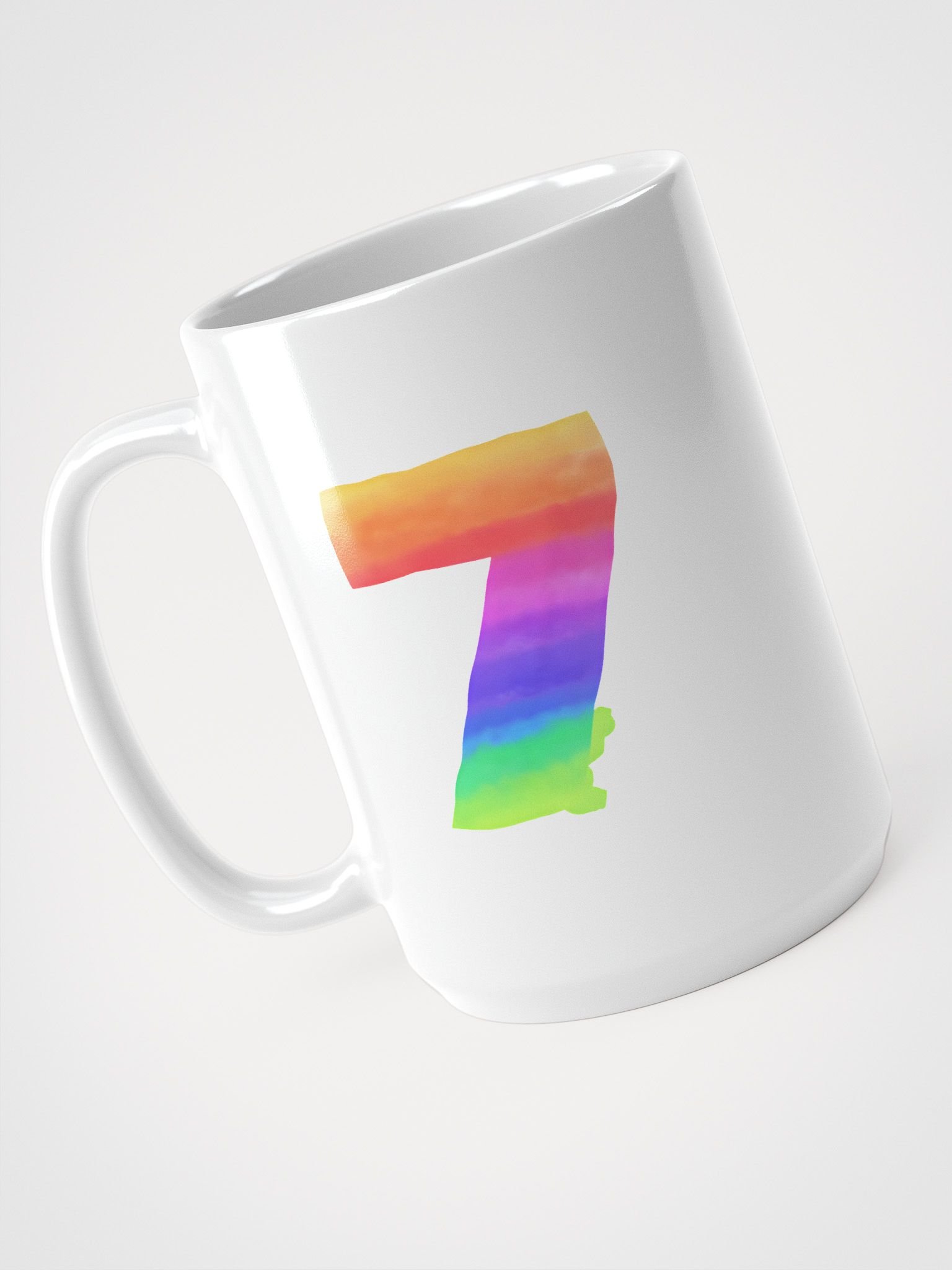 Rainbow Number 7 Ceramic Mug – Minimalist Colorful Coffee Cup product image (4)