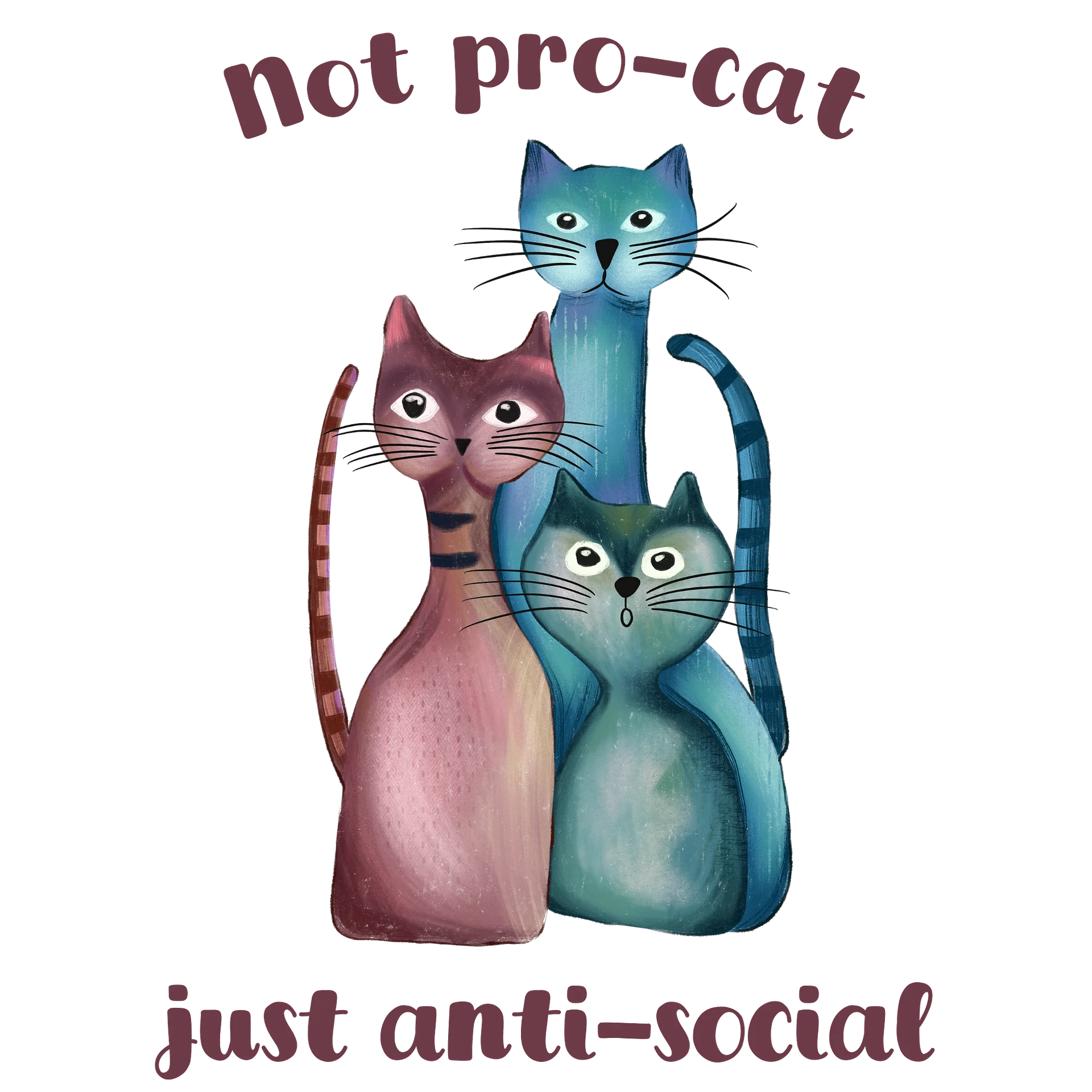 Hand-drawn three abstract cats - Not pro-cat, just anti-social Canvas Tote Bag product image (5)