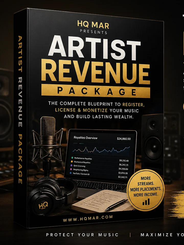 Artist Revenue Package: Music Royalties, Sync Licensing, Song Registration & Music Monetization Guide for Independent Artists product image (1)