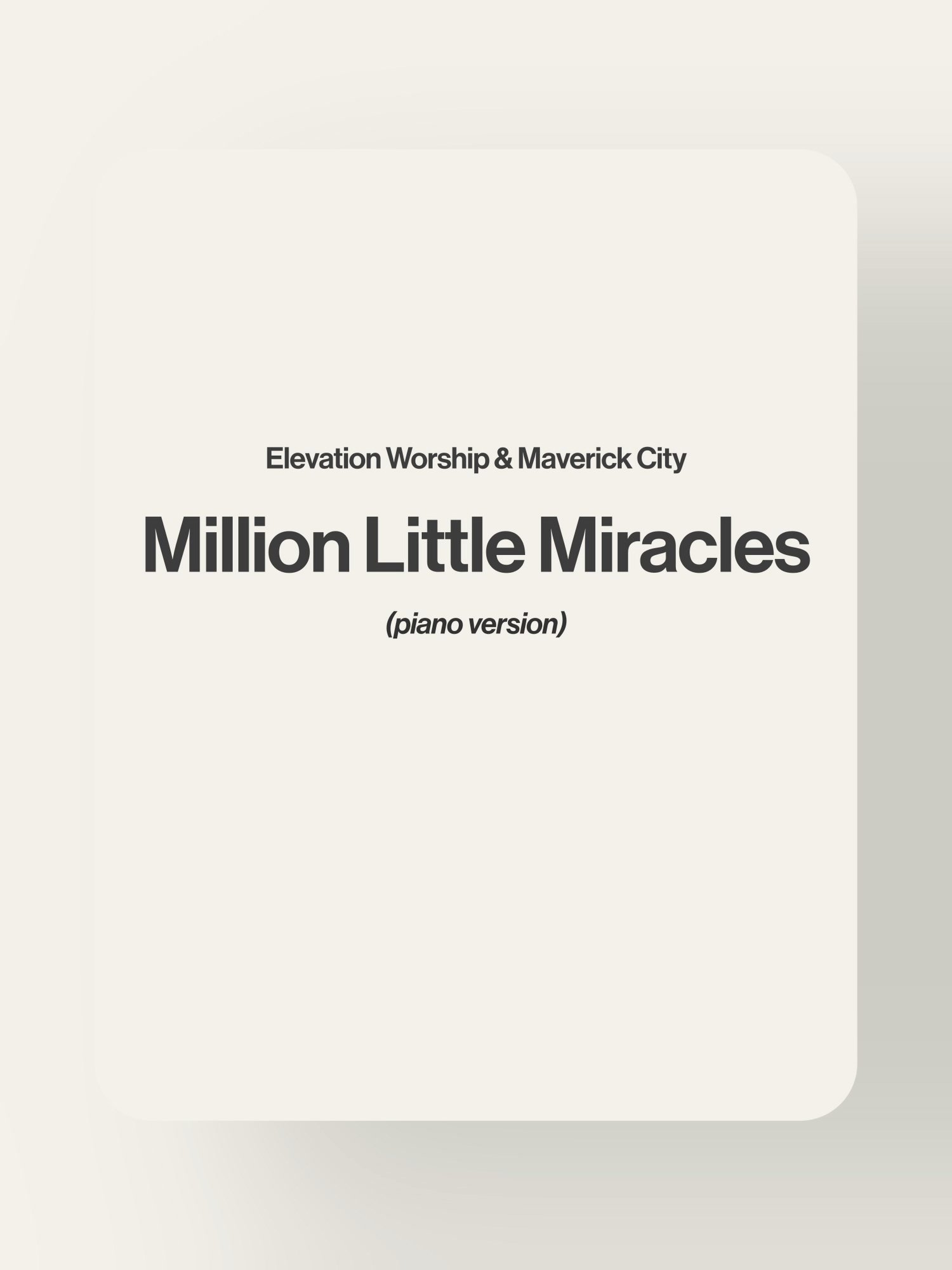Million Little Miracles - Elevation Worship & Maverick City product image (1)