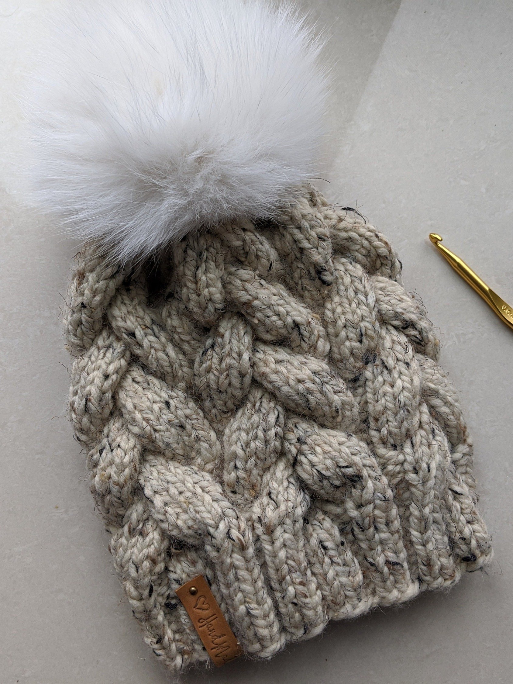 Super Bulky Oatmeal Cable Hat Knitting Pattern product image (3)