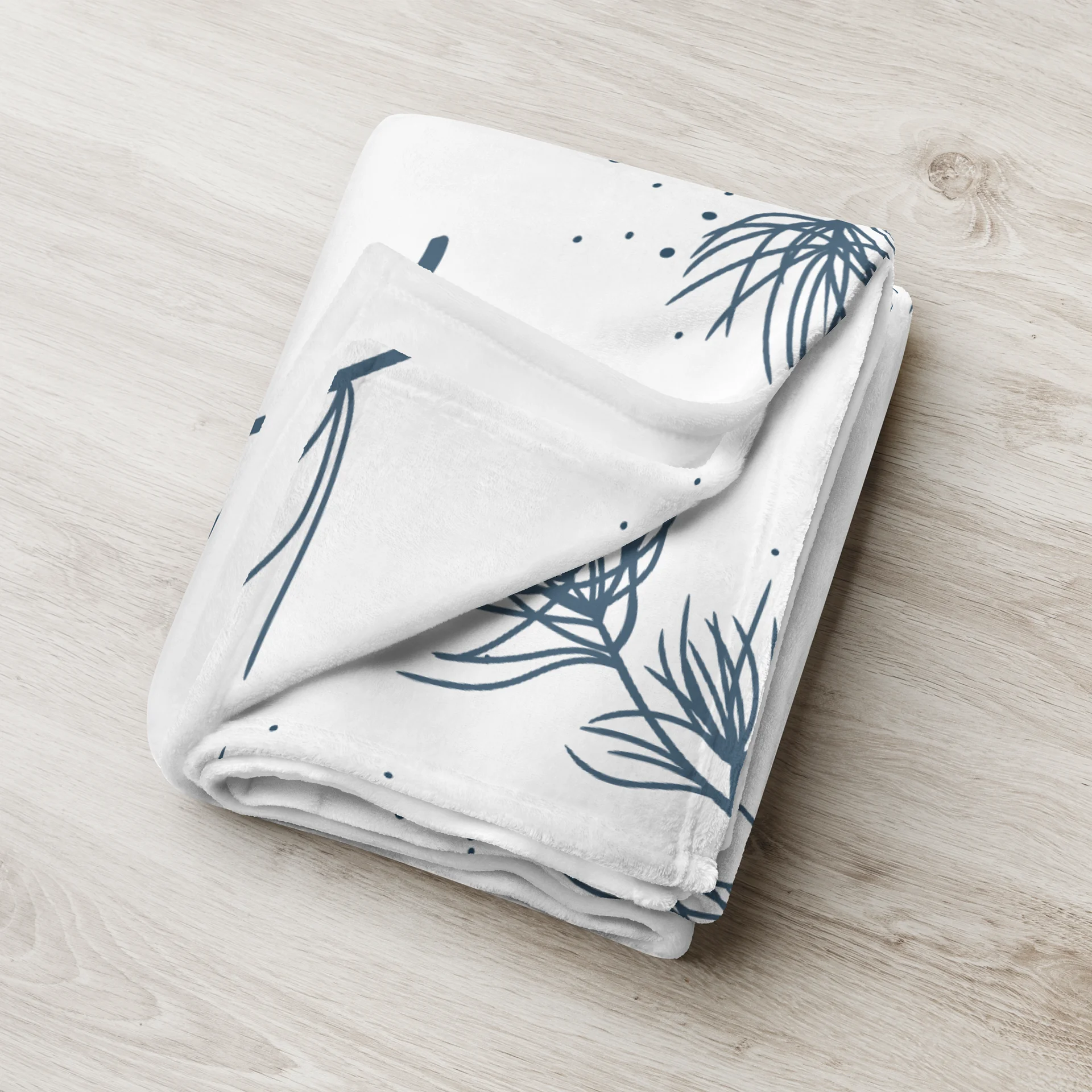 Blue Sprig Pattern Throw Blanket product image (5)