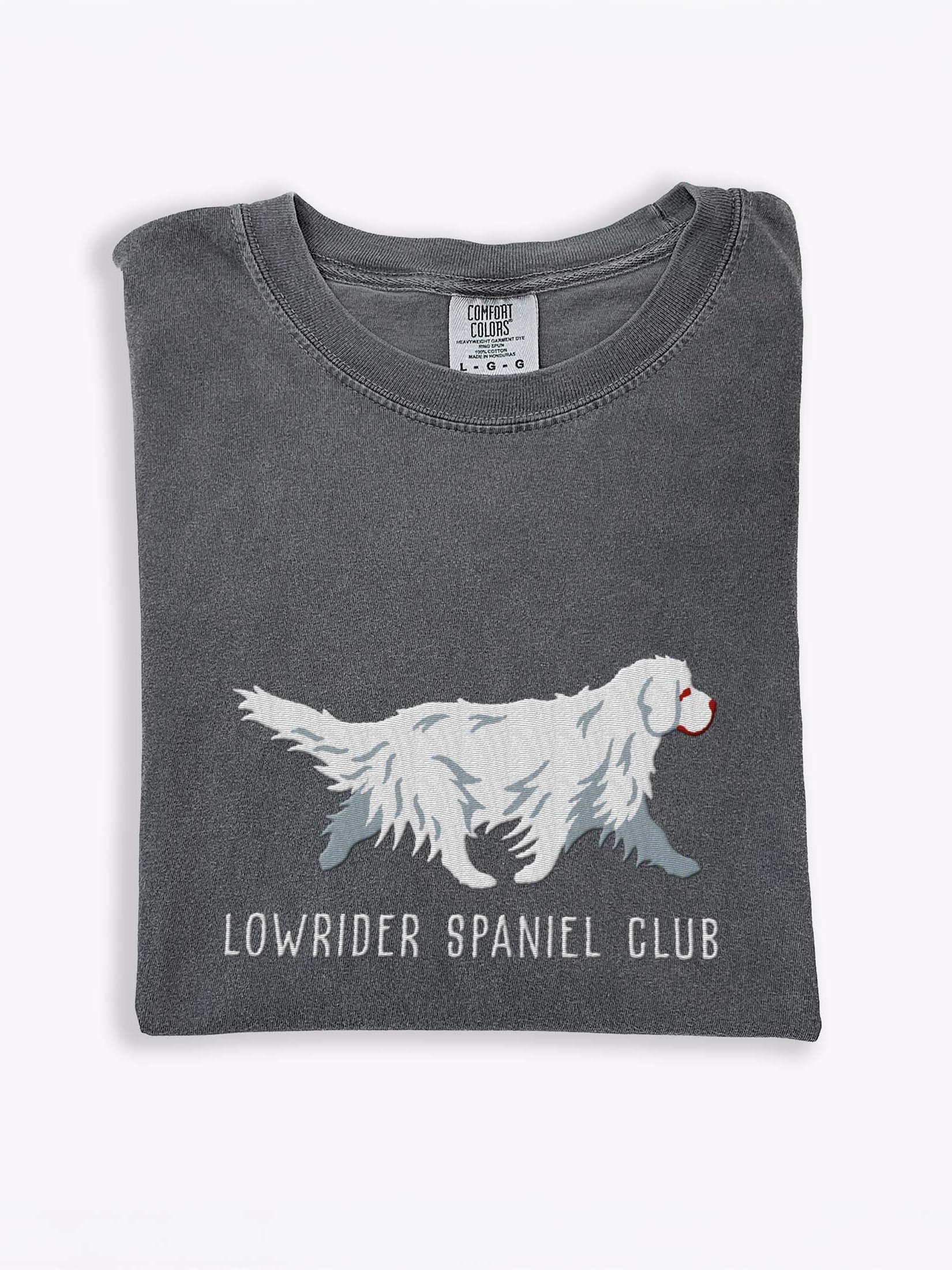 Lowrider Spaniel Club T-Shirt(Embroidered) of a Clumber Spaniel(White) product image (2)