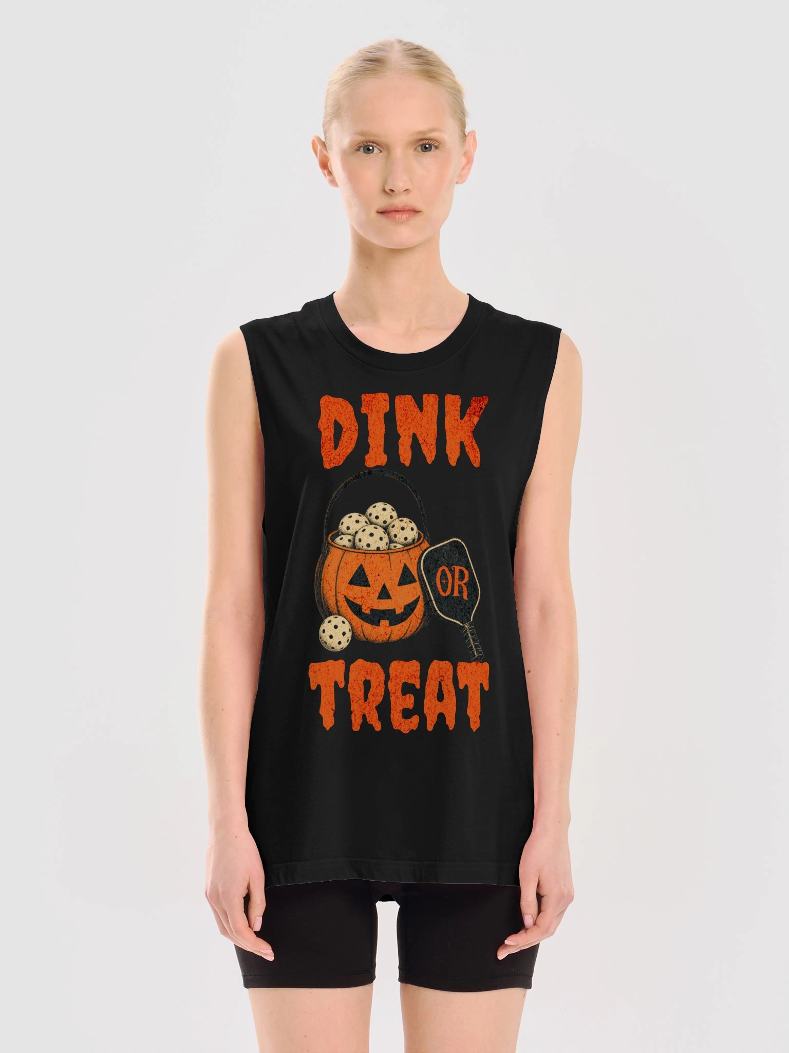 Dink or Treat Halloween Pickleball Tank Top Funny Pumpkin Gift for Players product image (2)