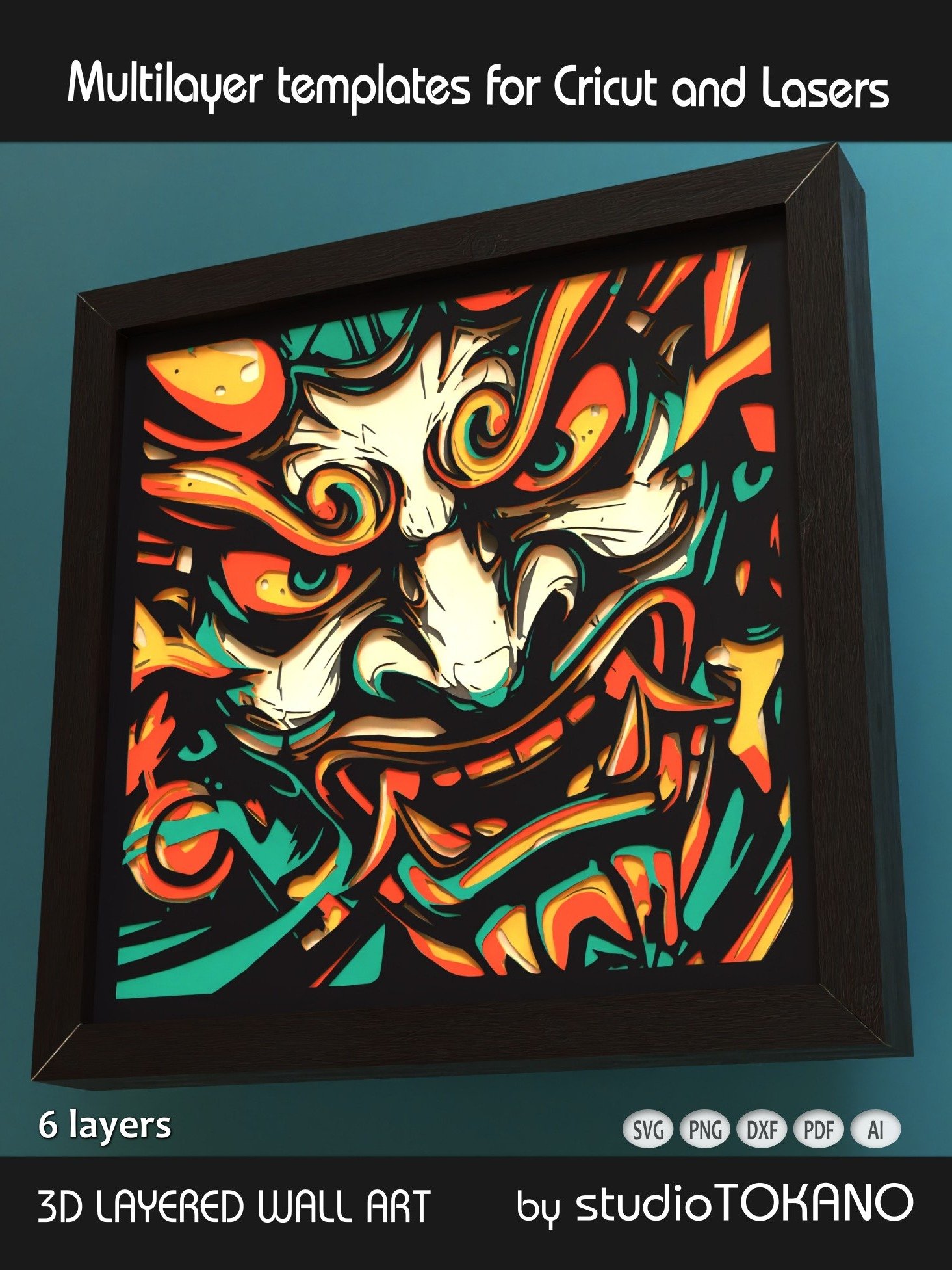 Oni Mask Layered Cut File product image (6)