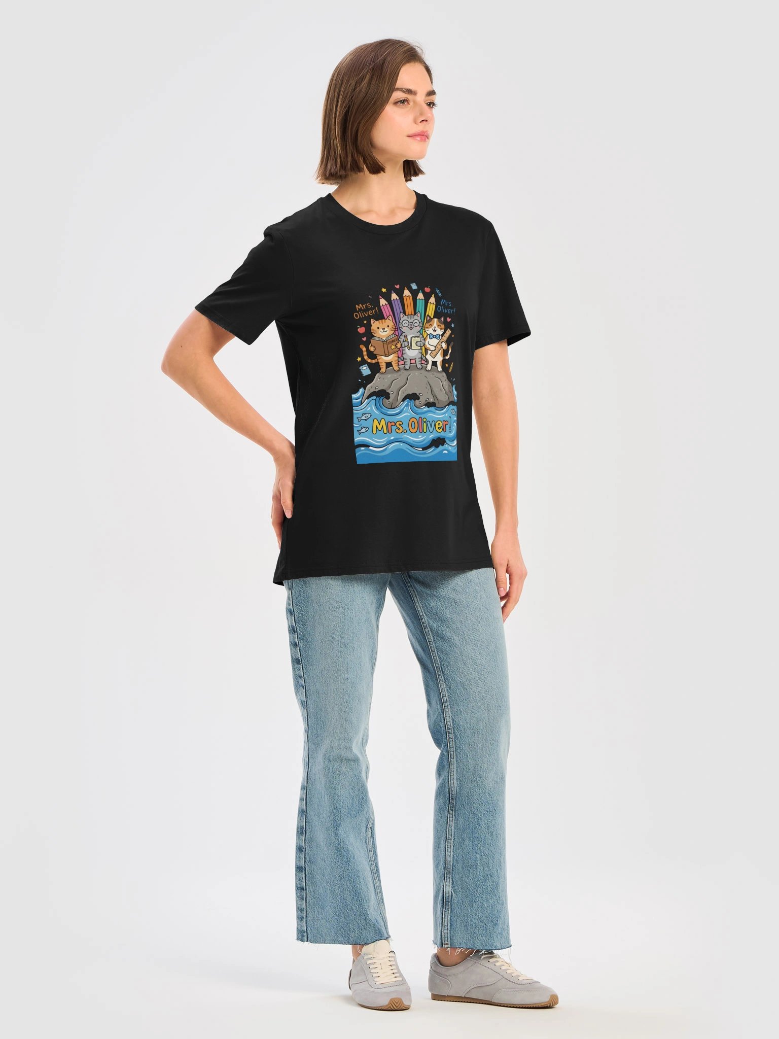 Personalized Cat Teacher Shirt | Cute Teacher T-Shirt | Back to School Gift | Custom Cat Graphic Tee product image (73)