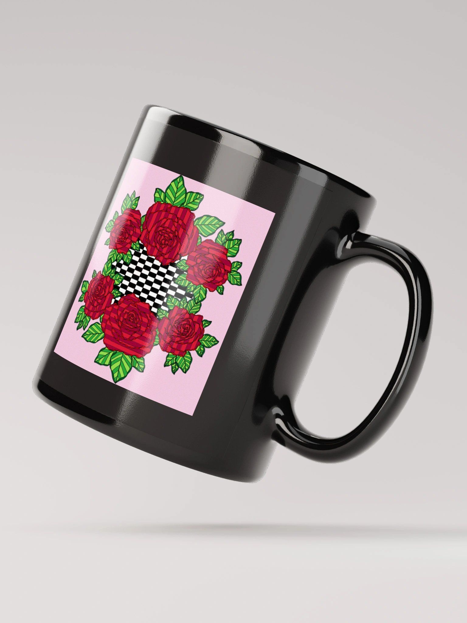 Black Glossy Mug (Rose-Pink) product image (4)