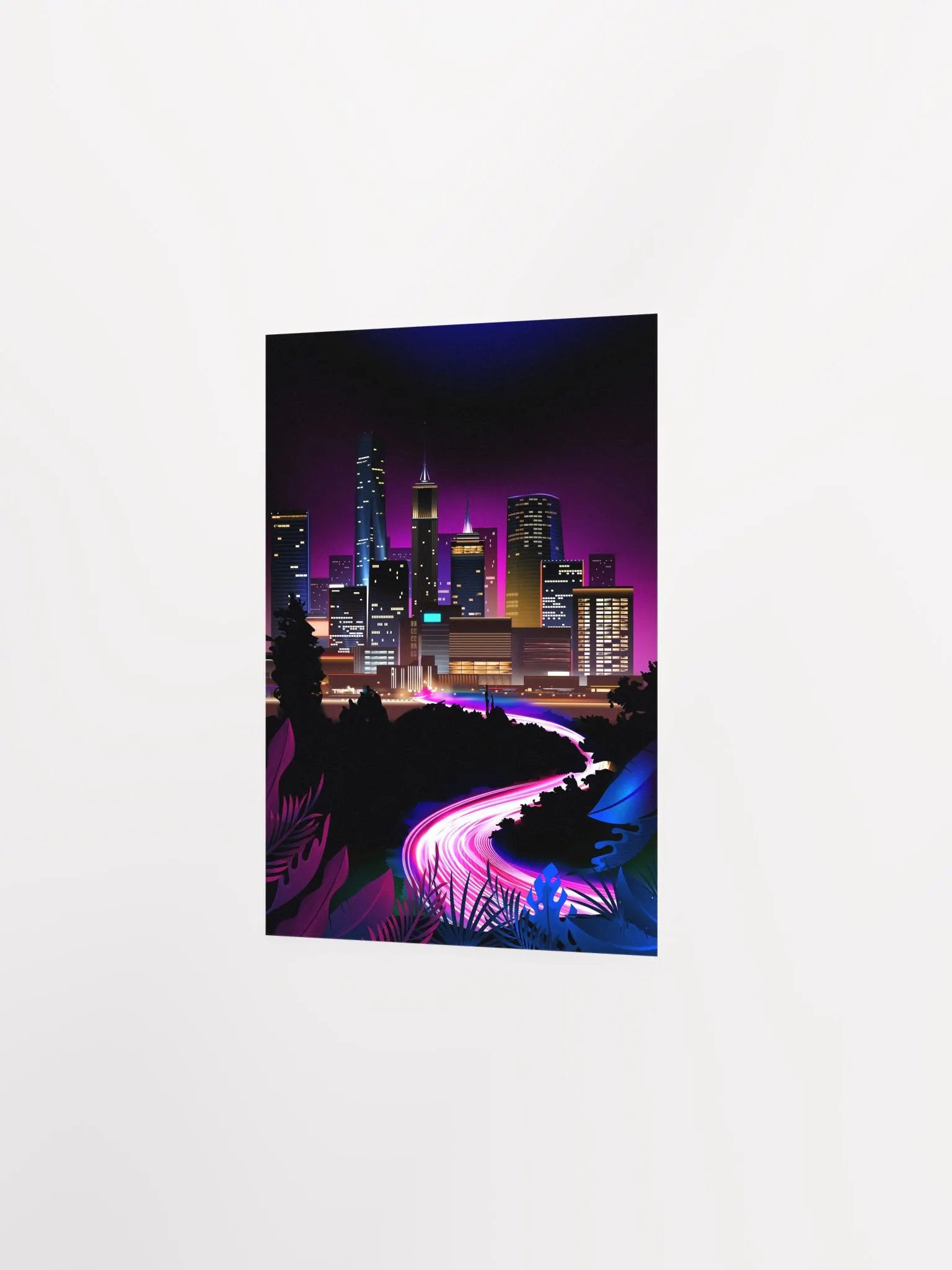 Neon city: fast lights #1 (synthwave/vaporwave/retrowave/cyberpunk) — aesthetic poster product image (8)