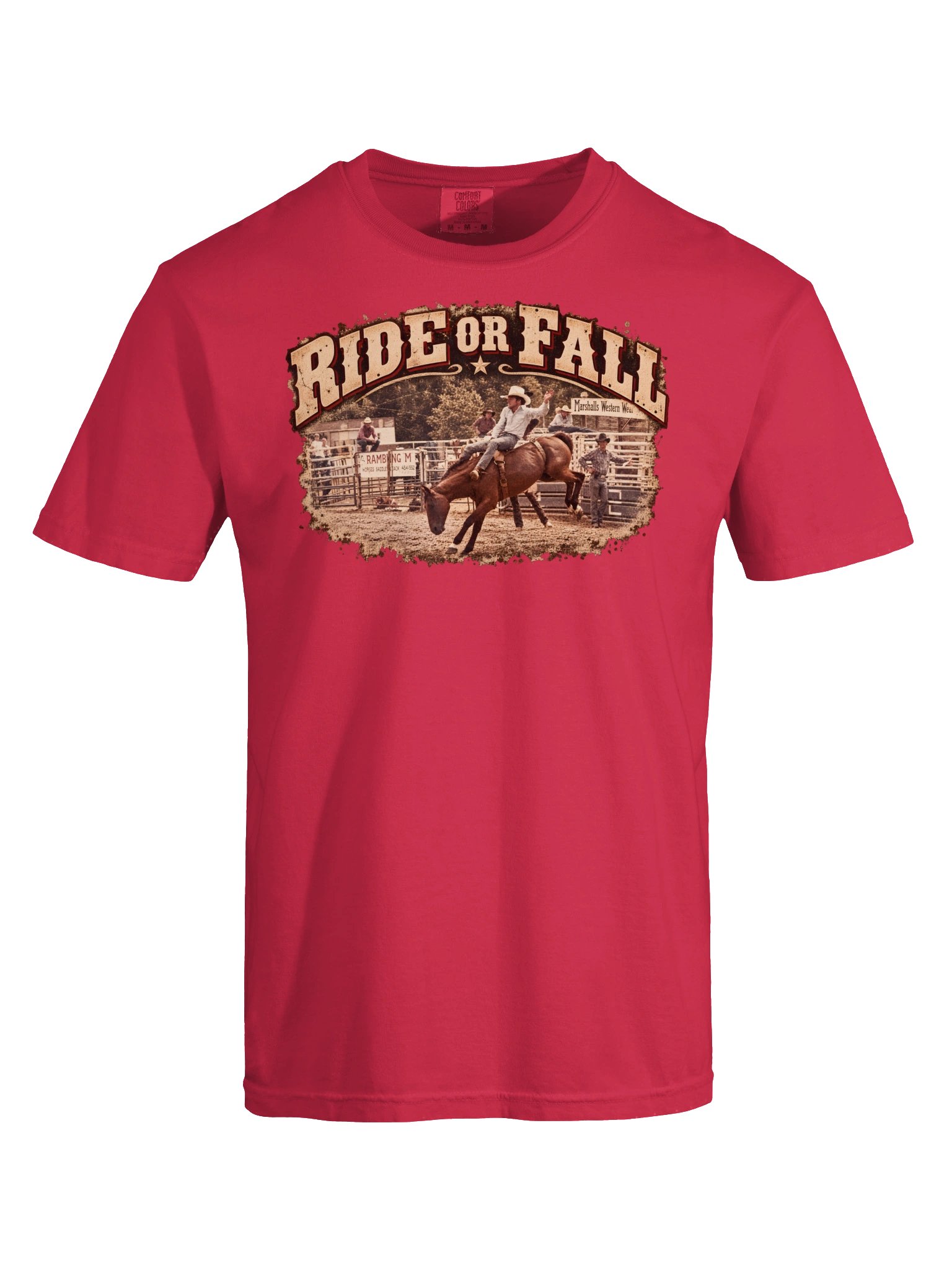 Bareback Riding Shirt — Ride or Fall Rodeo Tee, Two-Sided Rider Design | Broken Arena™ product image (10)