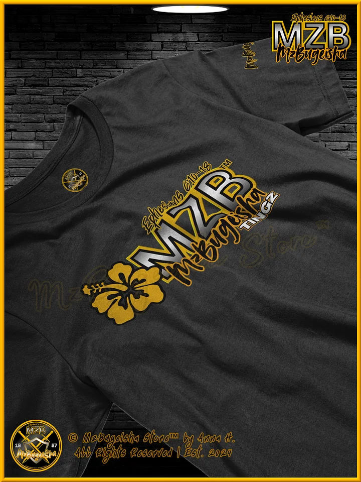 T-Shirt - MzBugeisha™ "MZB Tingz™ Logo [V1] (hibiscus/blk/yellow)" Comfort T-Shirt By Anna H. product image (2)