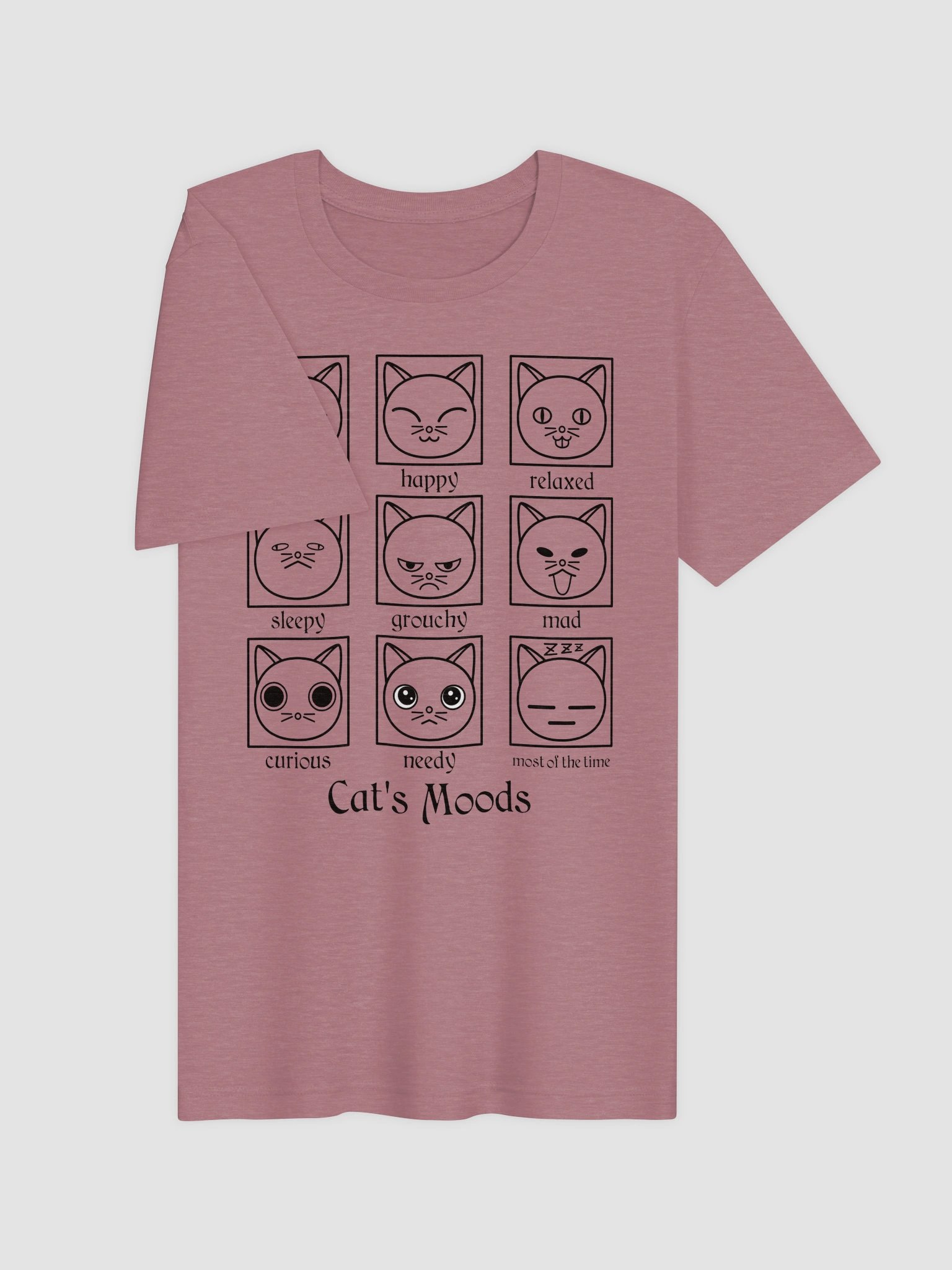 Cat's Moods (Black Print) - Unisex Adult Super Soft Lightweight T-shirt product image (2)