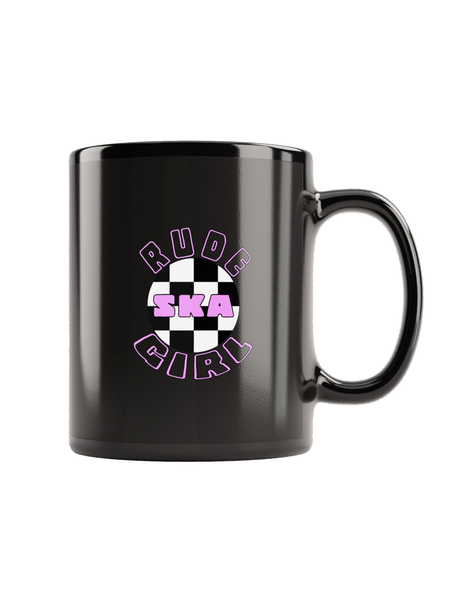 RUDE GIRL SKA Checkerboard Ceramic Mug – Black product image (3)