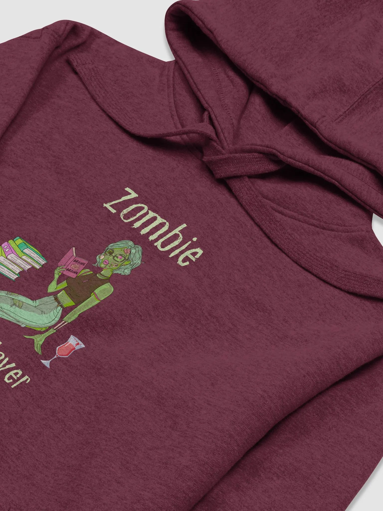 Zombie Book Lover - Maroon Unisex Hoodie product image (3)