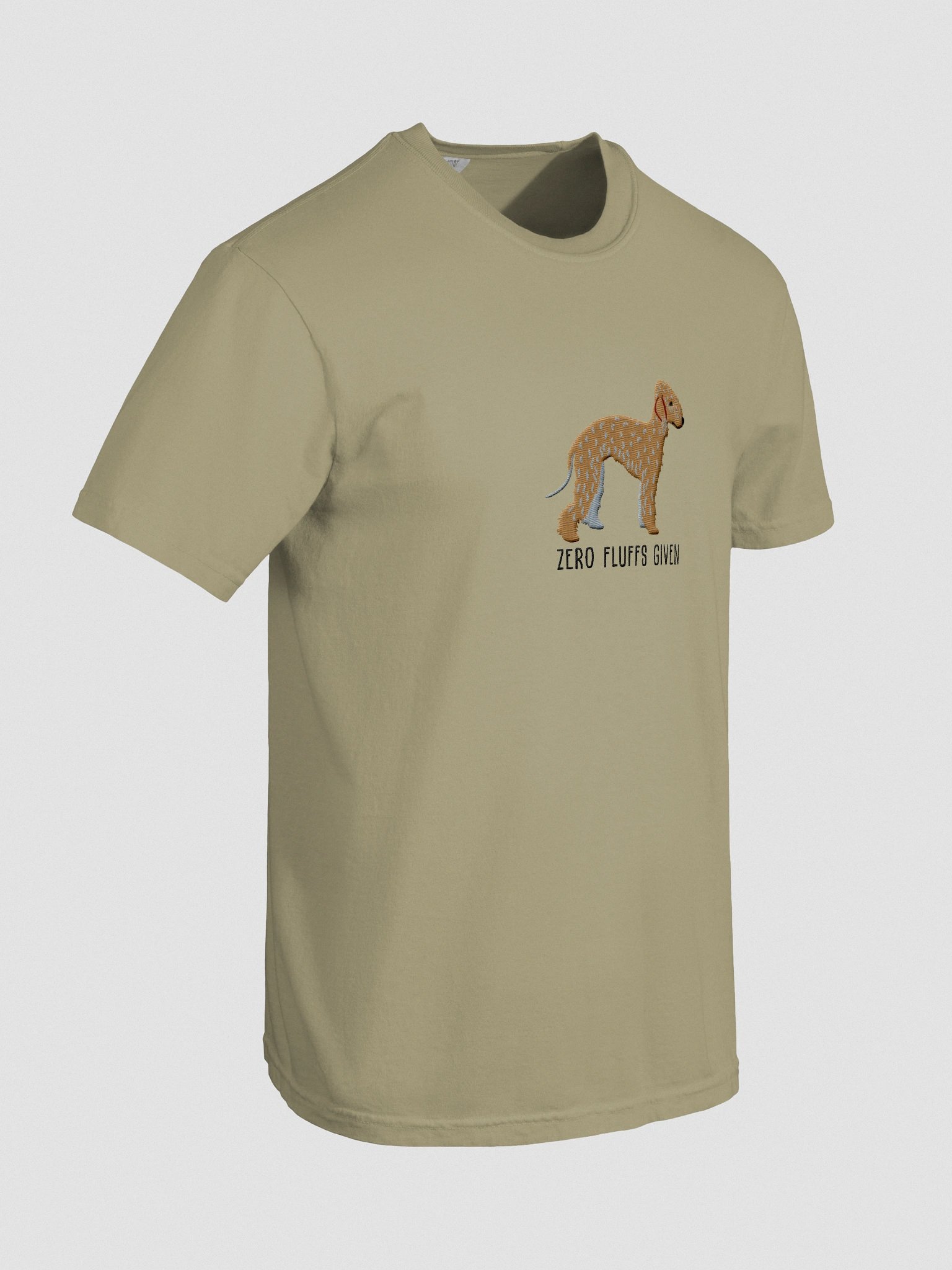 Zero Fluffs Given T-Shirt(Embroidered) of a Bedlington Terrier(Tan) product image (11)