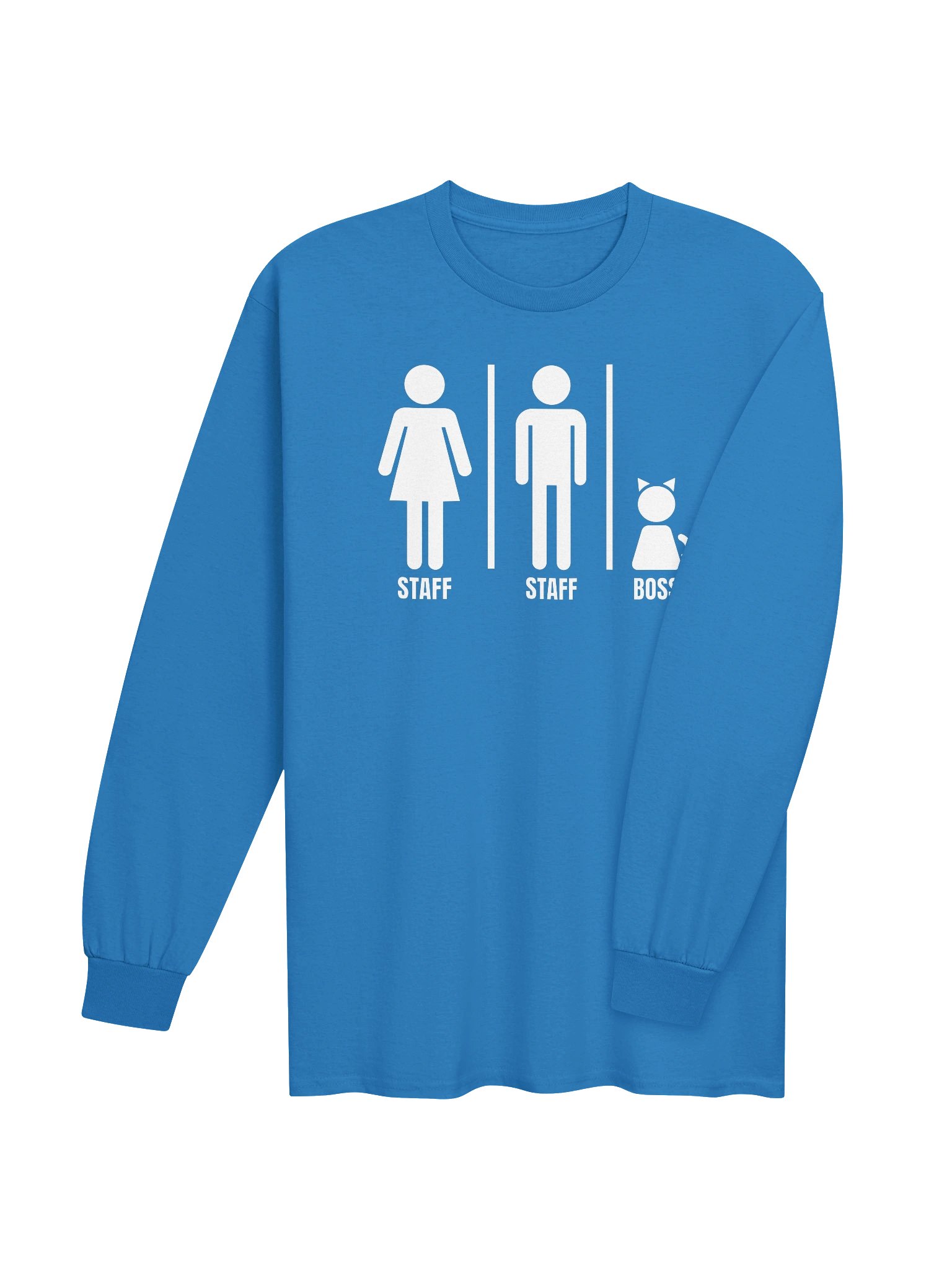 Bathroom Sign with Cat the Boss - Unisex Adult Long Sleeve T-shirt product image (3)