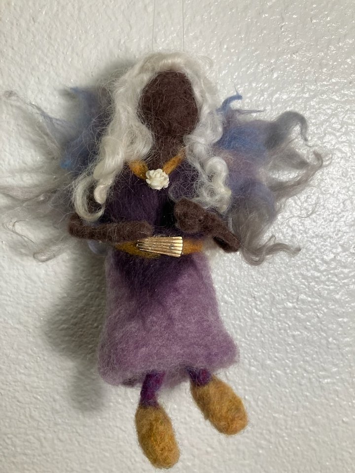 Floating "Amethyst Dream" Needle Felted Fairy – Handcrafted 6” Hanging Angel product image (2)