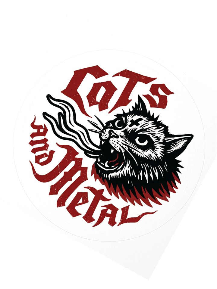 CATS AND METAL LOGO TITLE KISS CUT STICKER product image (5)