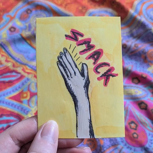 Here's my entry for Inktober Day 5: Smack 🖐️ I don't like it but it looks better coloured @inktober
.
.
.
.
.
#inktober #inkt...