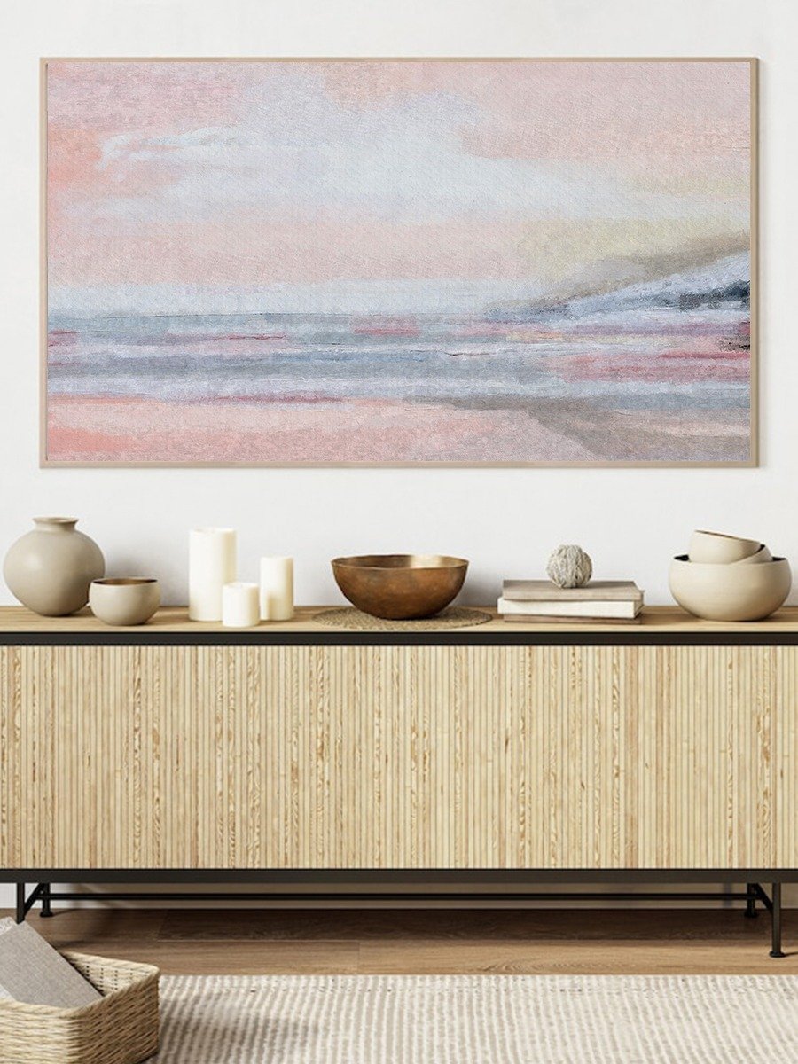 Samsung Frame TV Art Pink Pastel Abstract Landscape Oil Painting Screensaver Digital TV Background product image (5)