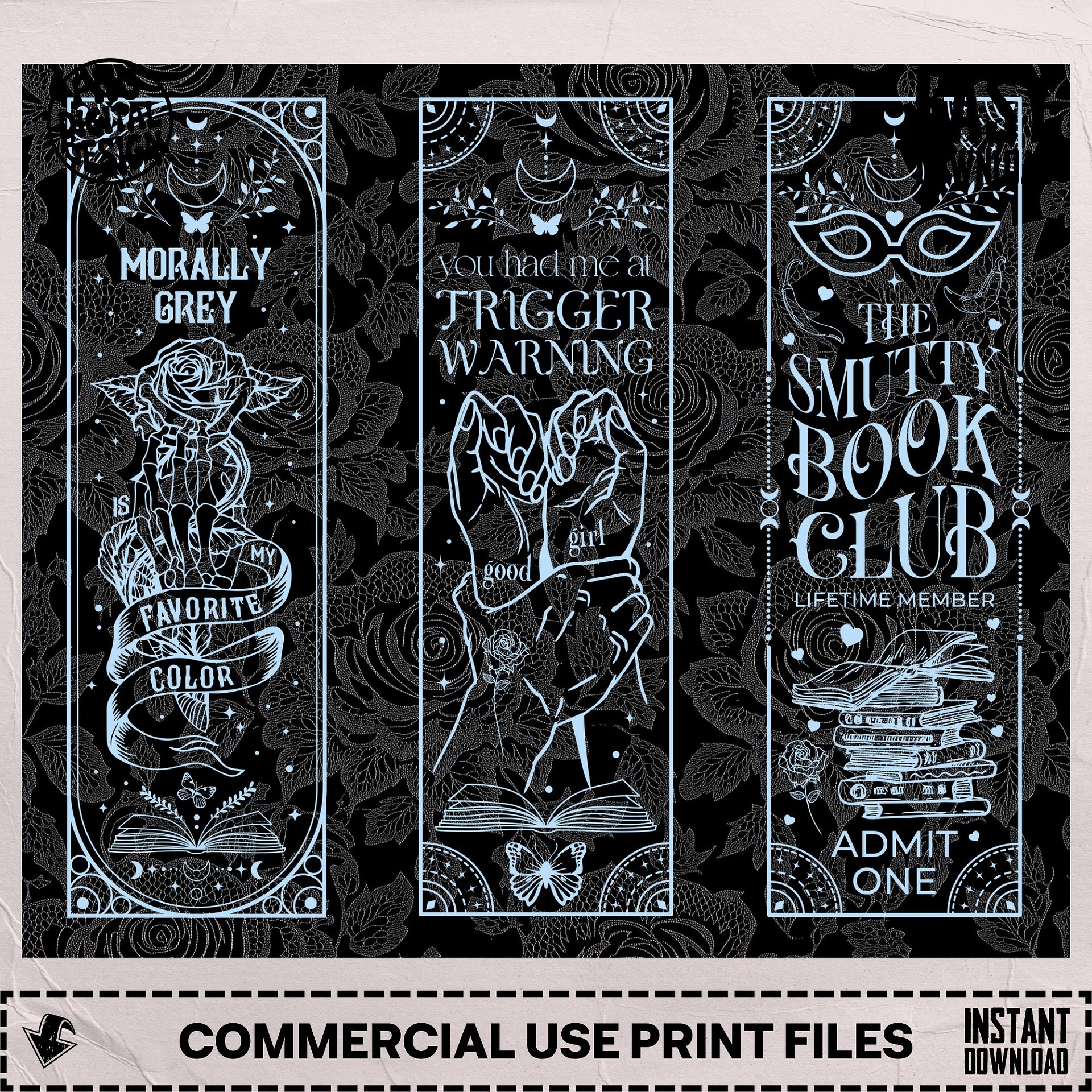 Smutty Book Reader Witchy Gothic Roses Lace, Dark Romance 20oz Skinny Tumbler PNG, Seamless Full Wrap Sublimation Design, Digital Download product image (6)