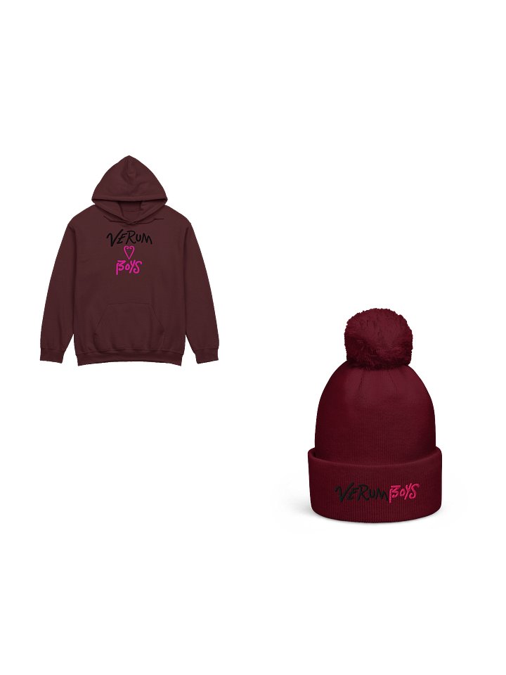Verum Boys Beanie and Hoodie Bundle - Black/Pink product image (1)