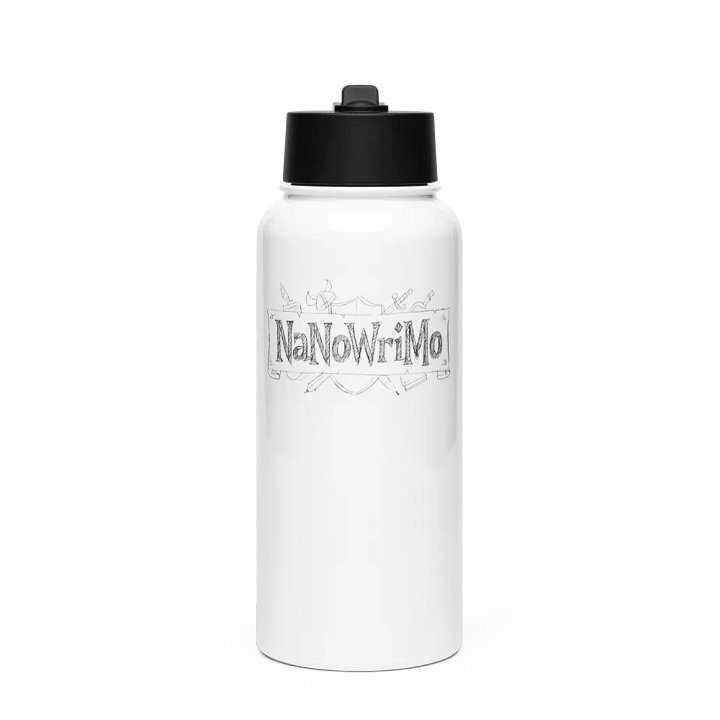 NanoWriMo Pencil-Drawn Evergreen Water Bottle - Stainless Steel product image (1)