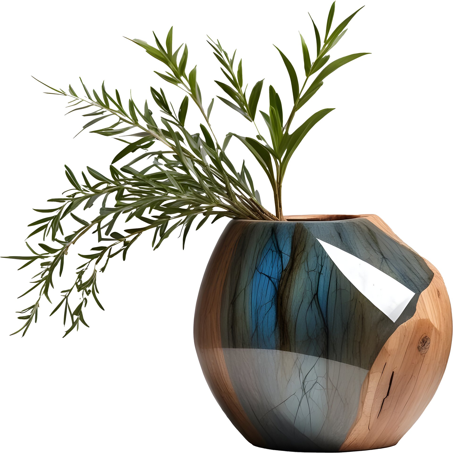 Celestial Grace – Organic Marbled Wooden Vase PNG product image (1)