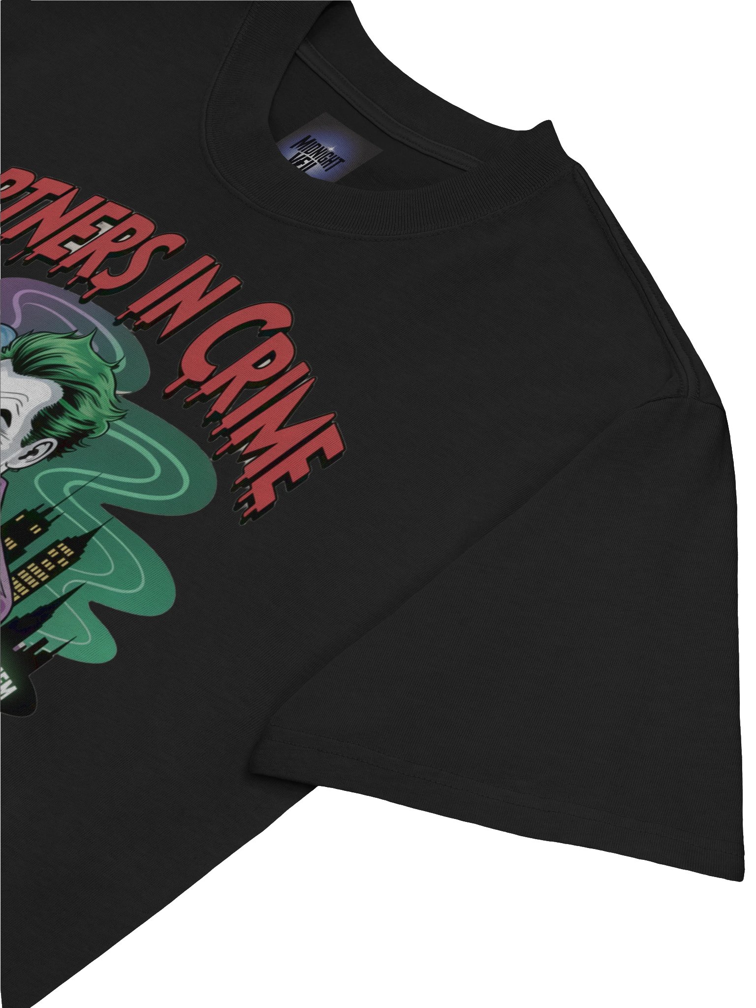 Partners in Crime: Harley Quinn & Joker Shadowed Shenanigans Oversized Faded Unisex T-Shirt product image (7)
