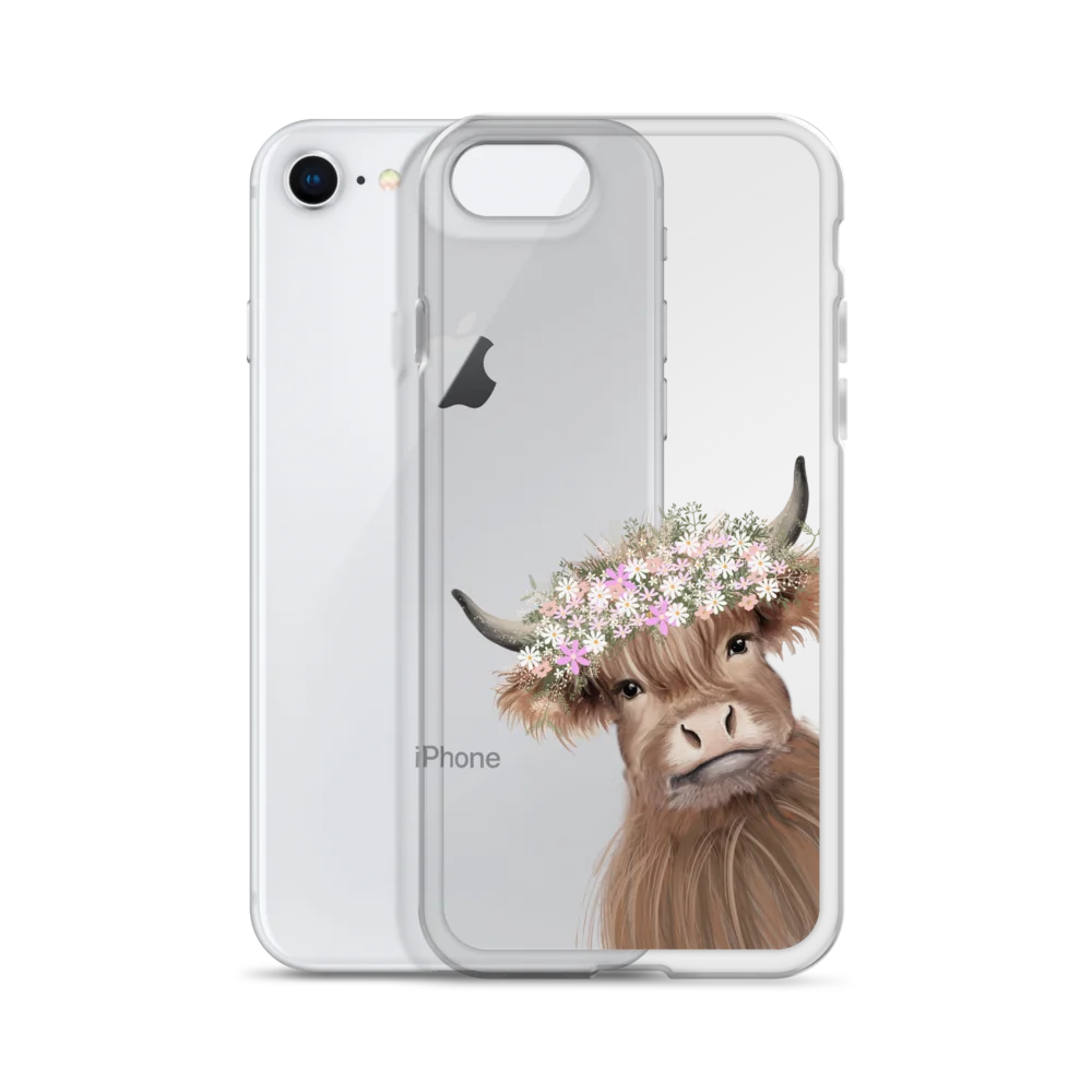 Cute Highland Cow Floral Crown iPhone® Clear Case product image (3)