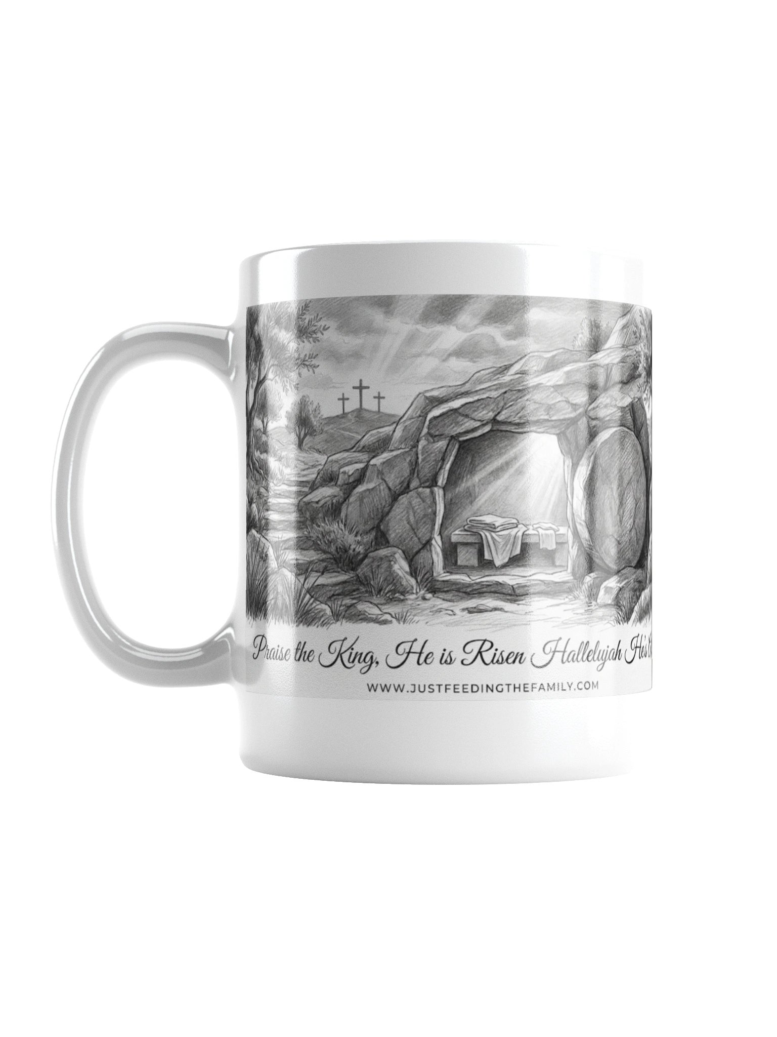 Praise the King "He Is Risen" Mug – Empty Tomb Christian Coffee Cup product image (1)