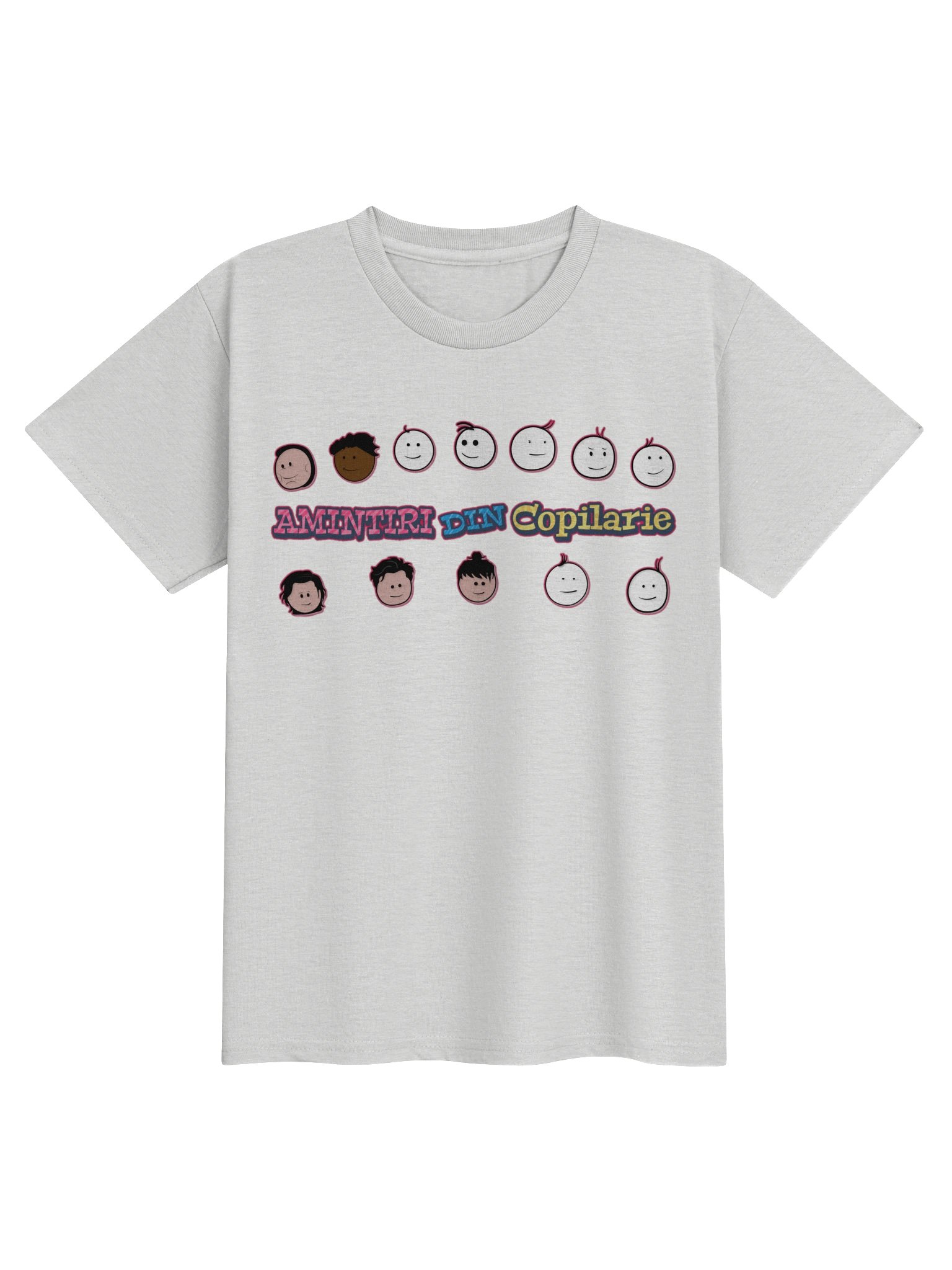 👕 Tricou Gri Deschis Fete „Amintiri Din Copilărie” – Personajele product image (1)
