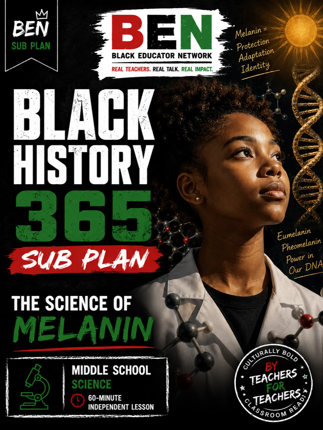 Black History 365 Sub Plan: The Science of Melanin | Middle School Science| 60-Minute Lesson product image (1)