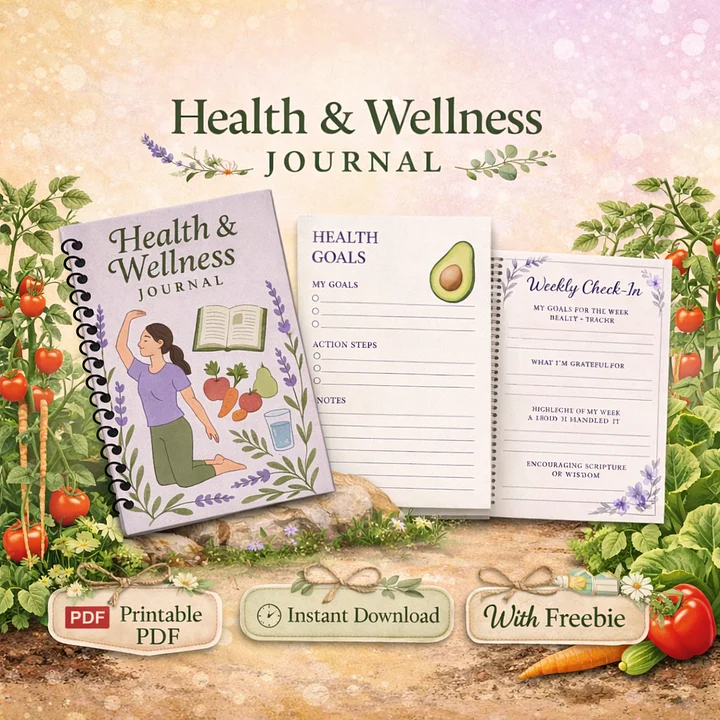 Printable Health & Wellness Journal | PDF Digital Download + Freebies product image (1)