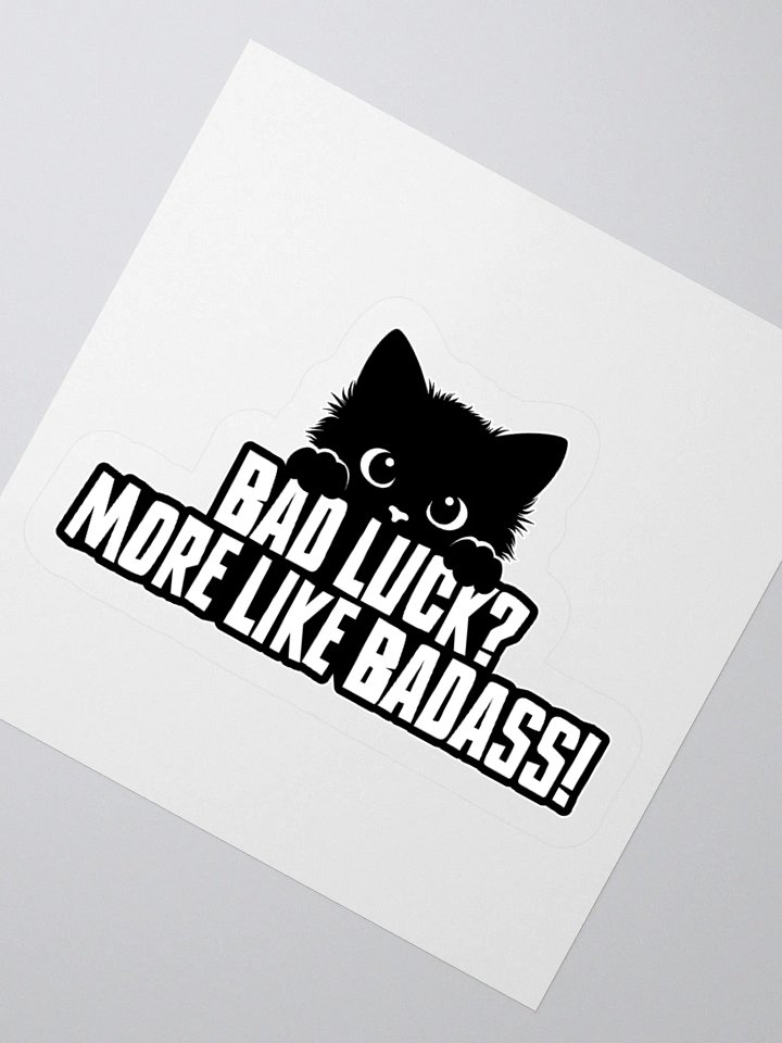Cute Black Kitten "Badass" Funny Cat Lover Sticker product image (5)