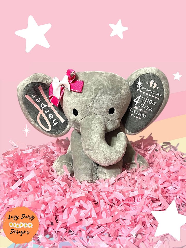 Personalized Baby Girl Elephant Keepsake Plush product image (1)