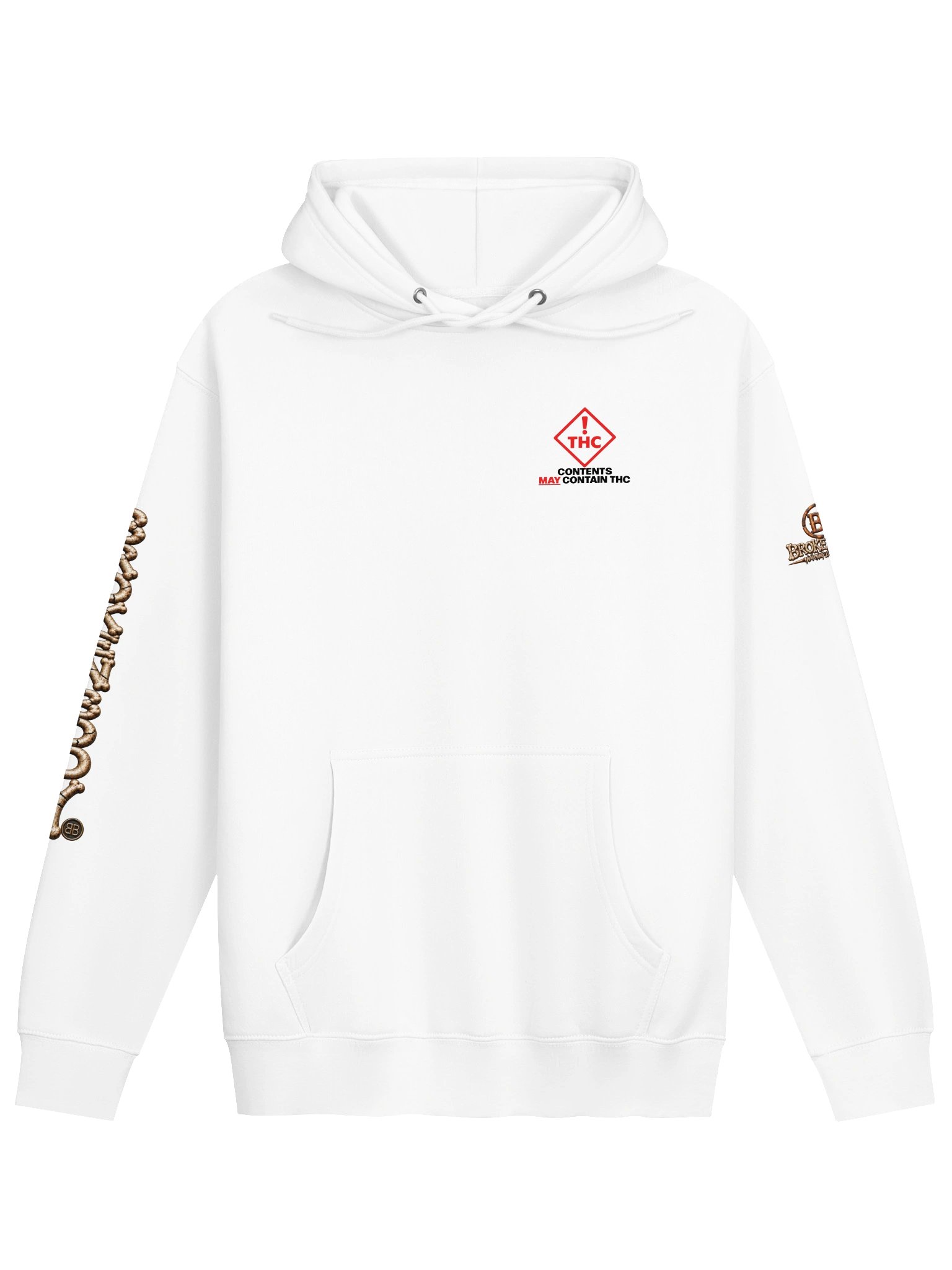 CONTENTS MAY CONTAIN THC! — WHITE HOODIE product image (1)