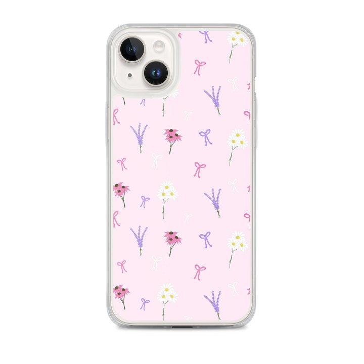 Wildflowers and Bows Pattern- Pink Background Phone Case product image (1)