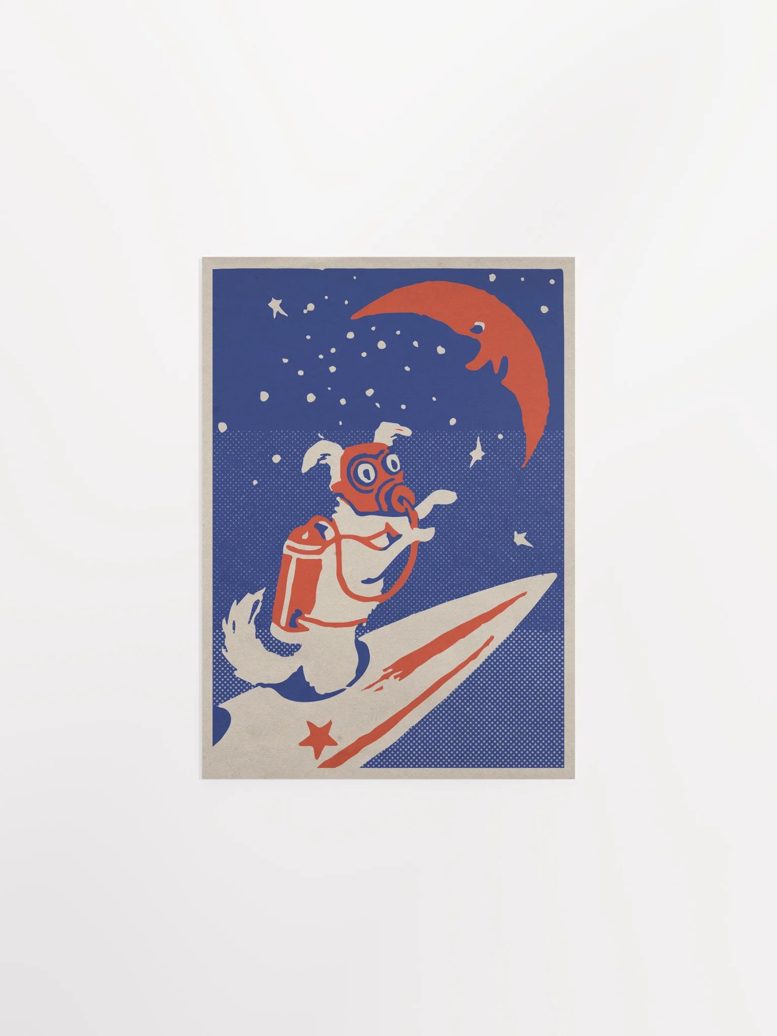 Laika, first space dog, USSR 1950s — Soviet vintage space art poster, soviet retro poster product image (7)