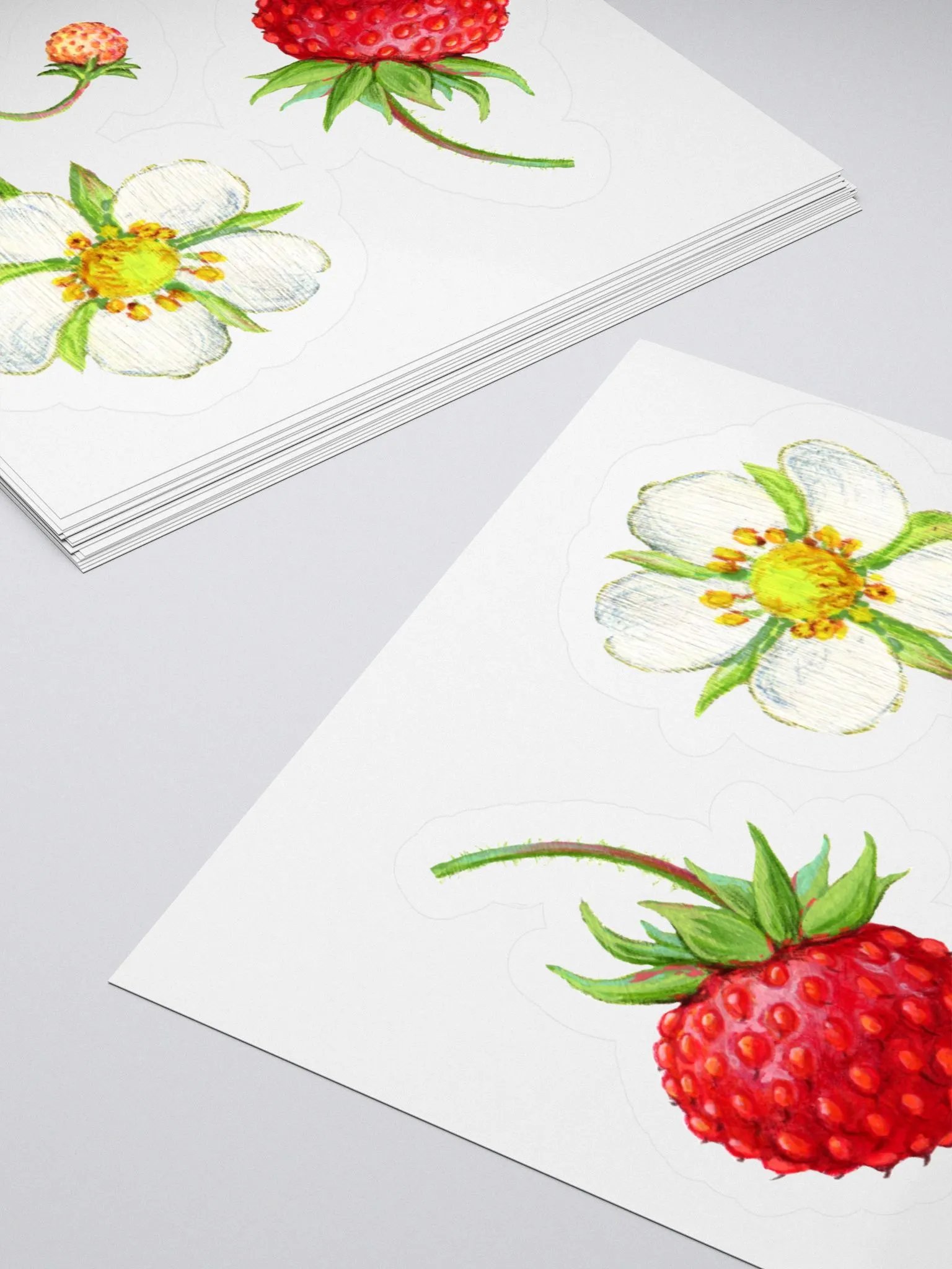 Wild strawberry and flower stickers product image (2)