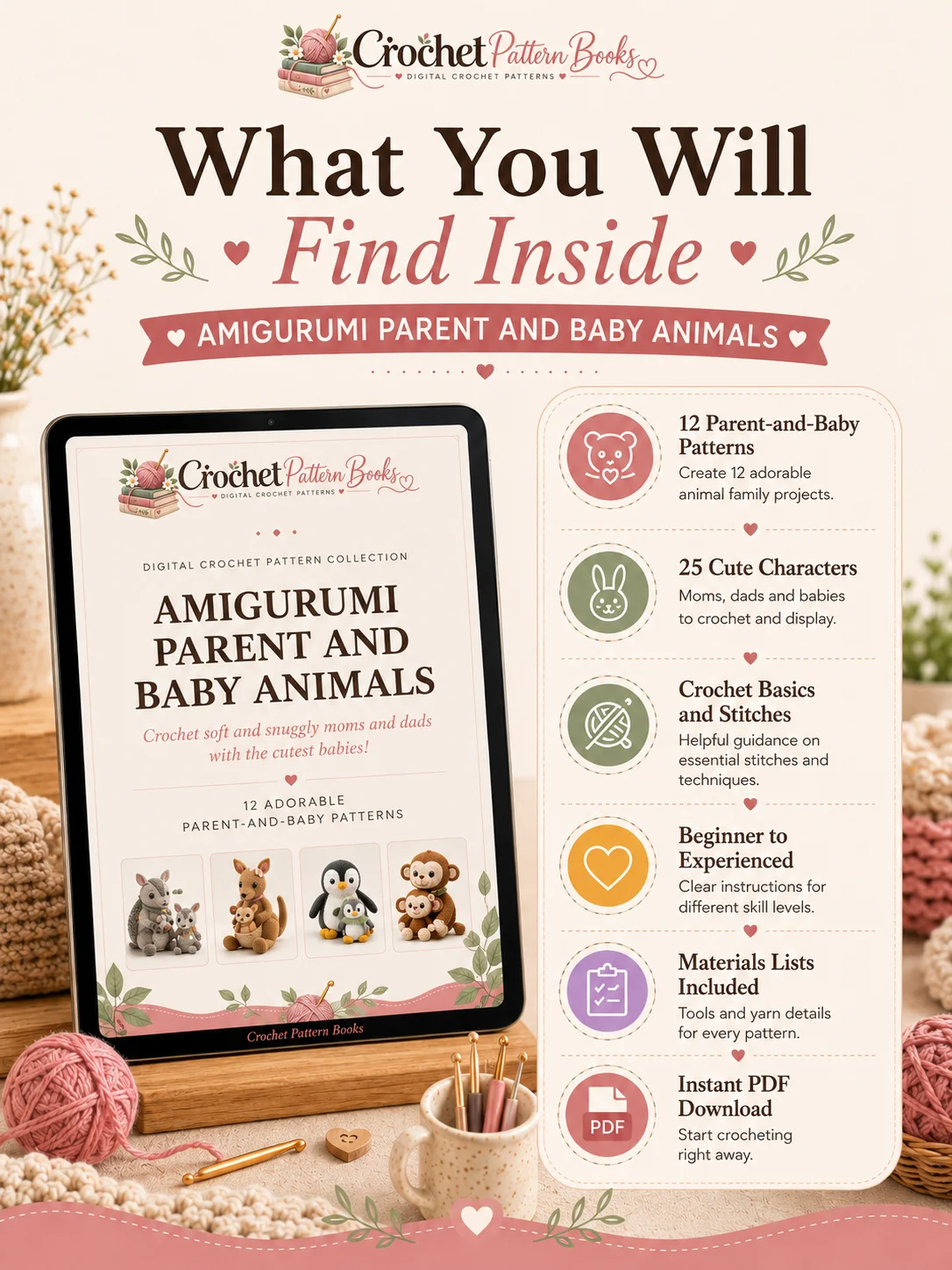 Amigurumi Parent and Baby Animals 12 Crochet Animal Patterns PDF Ebook product image (2)