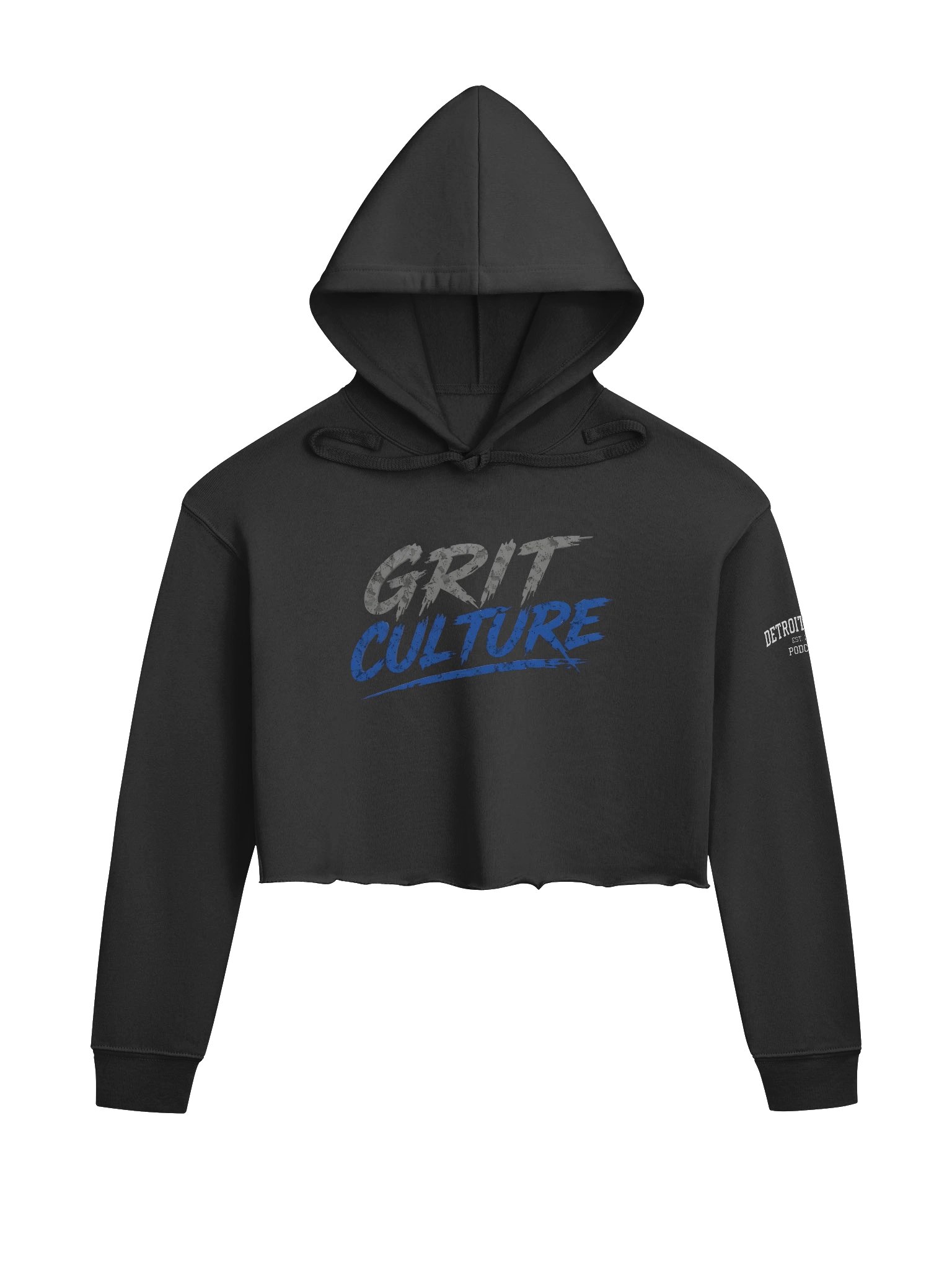 GRIT CULTURE Cropped Hoodie — Distressed Brush-Text Streetwear product image (1)