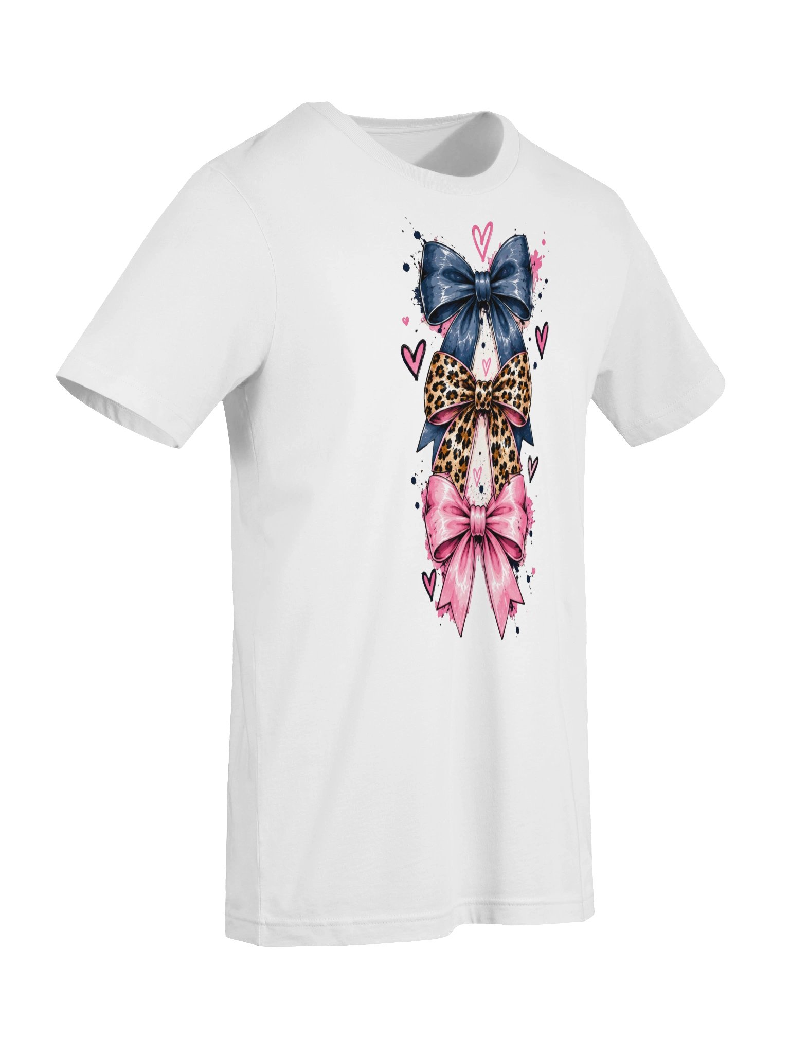 Ballfield Mom Bow Stack T-Shirt | Navy, Leopard & Pink Coquette Bow Tee product image (8)