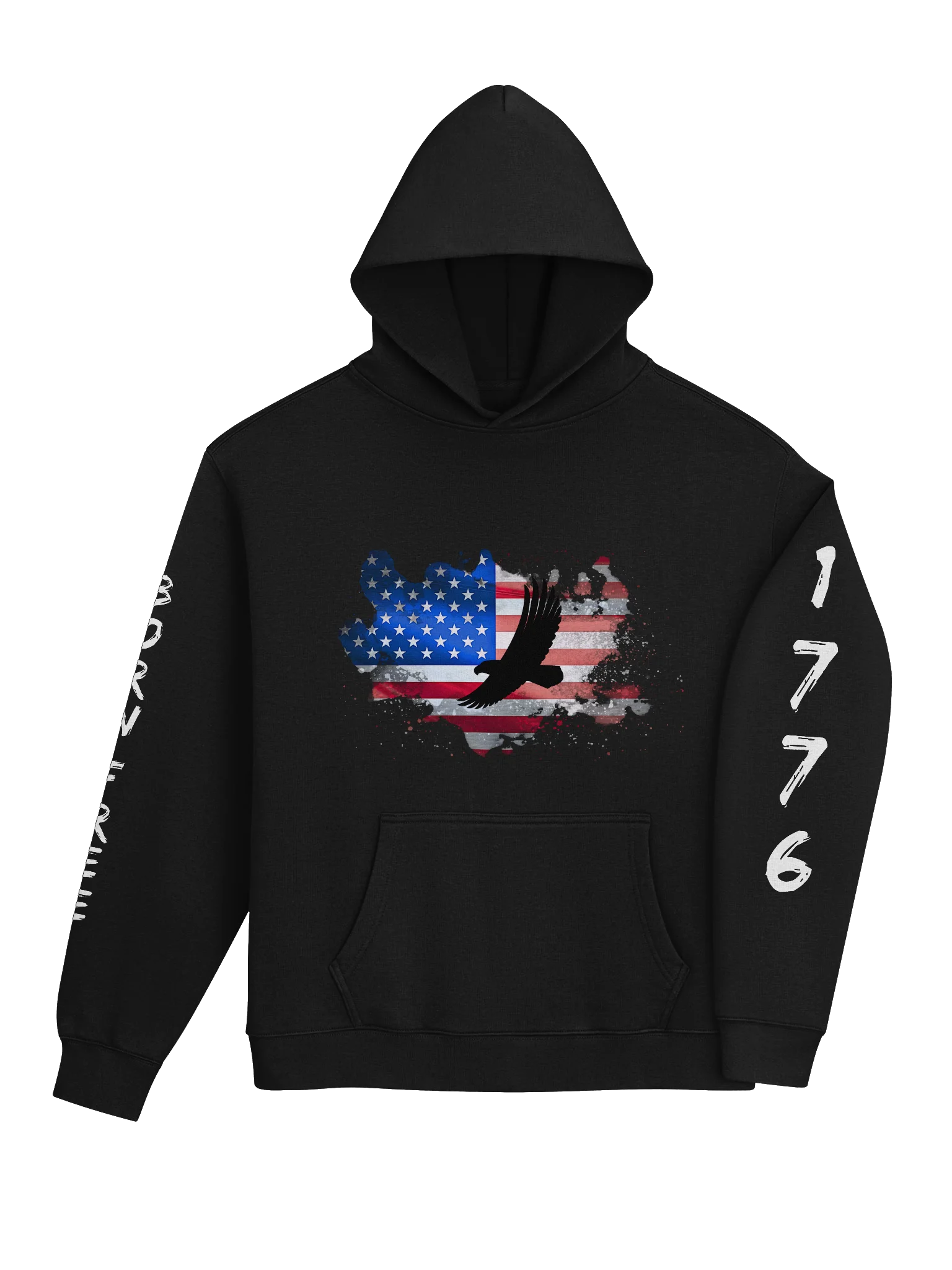 Born Free 1776 – Patriotic Eagle & American Flag Hoodie product image (5)